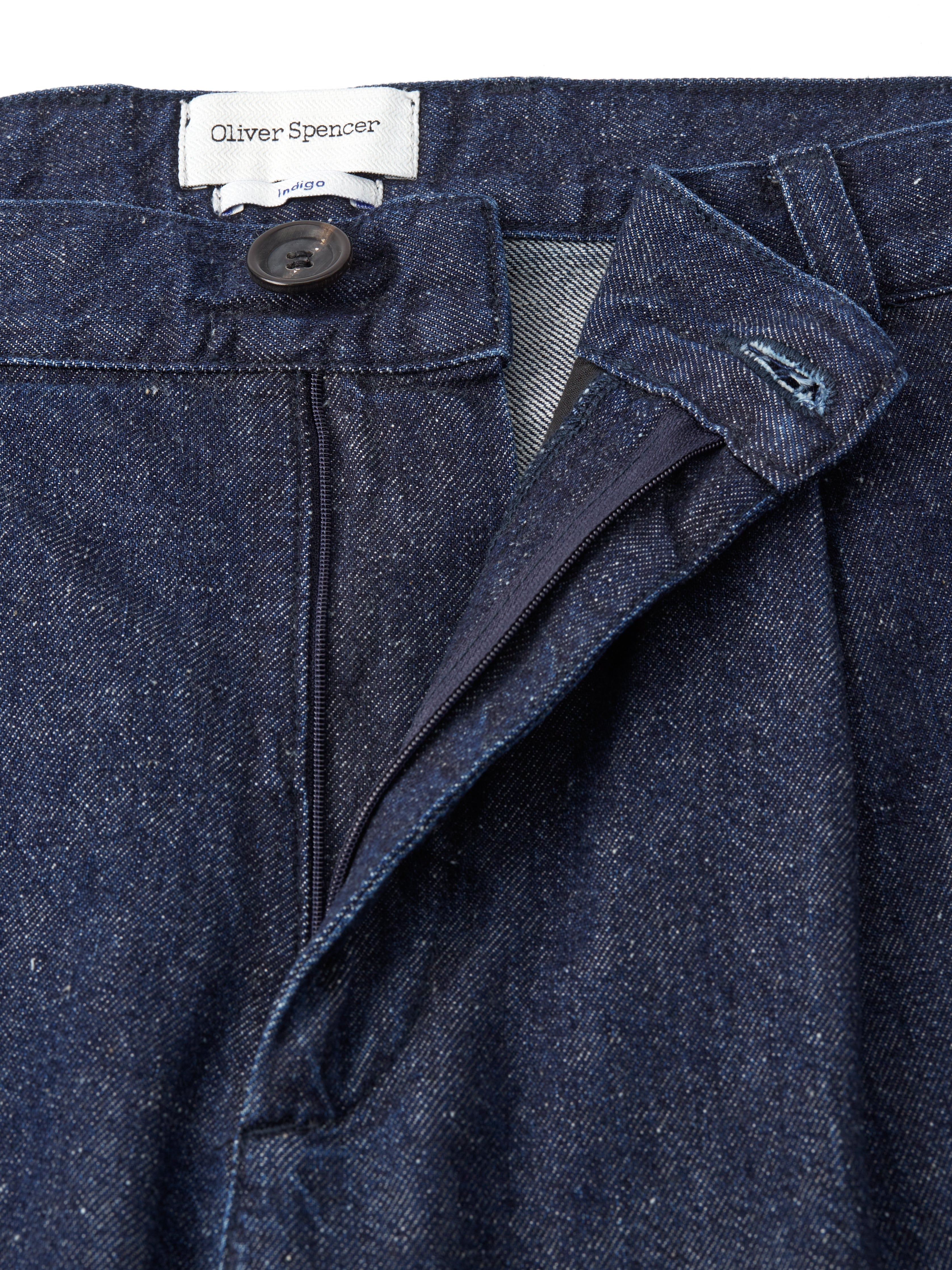  Morton Pleated Trousers Burnham Denim Indigo Blue