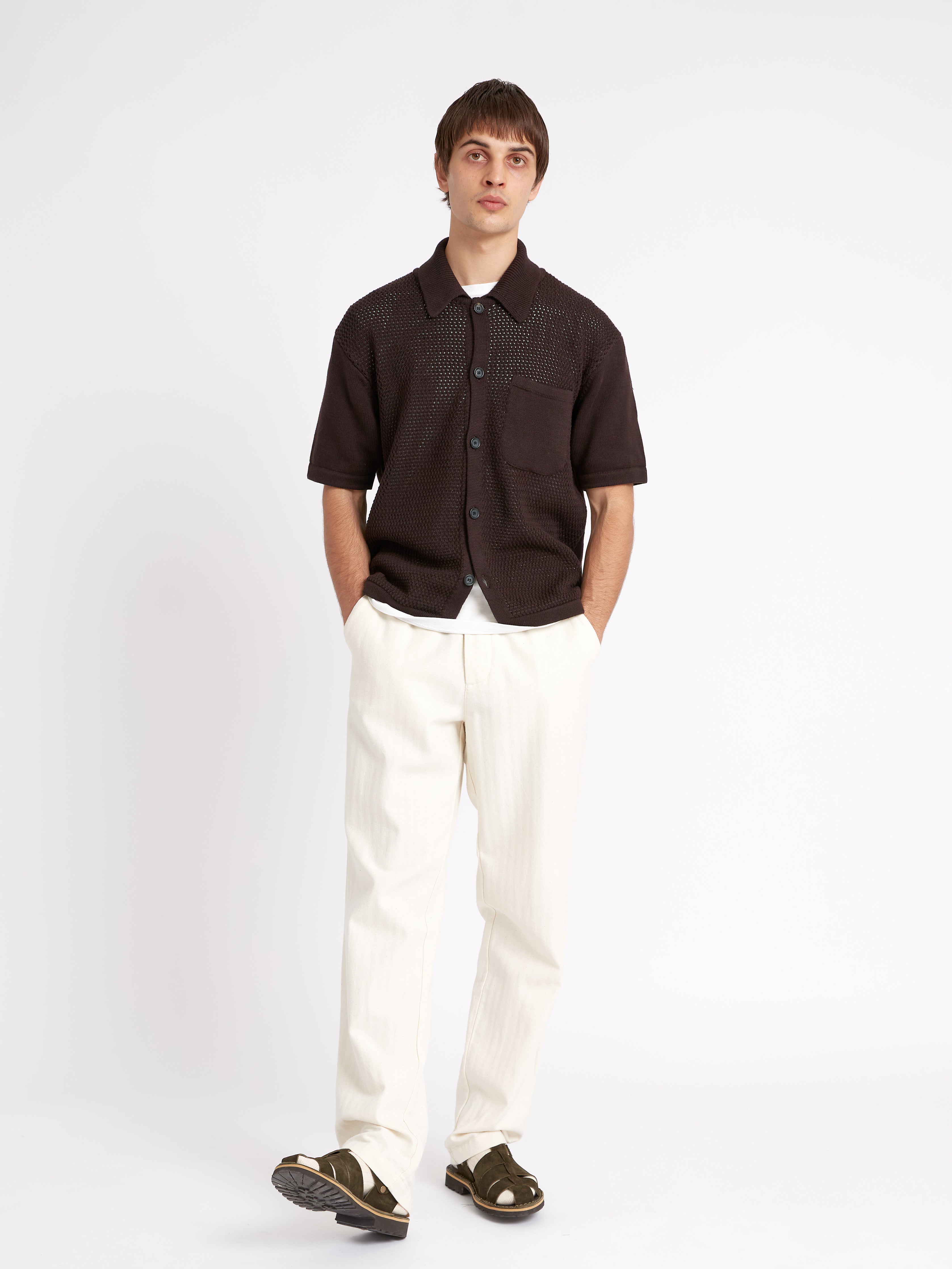  Short Sleeve Mawes Knitted Shirt Tamar Brown