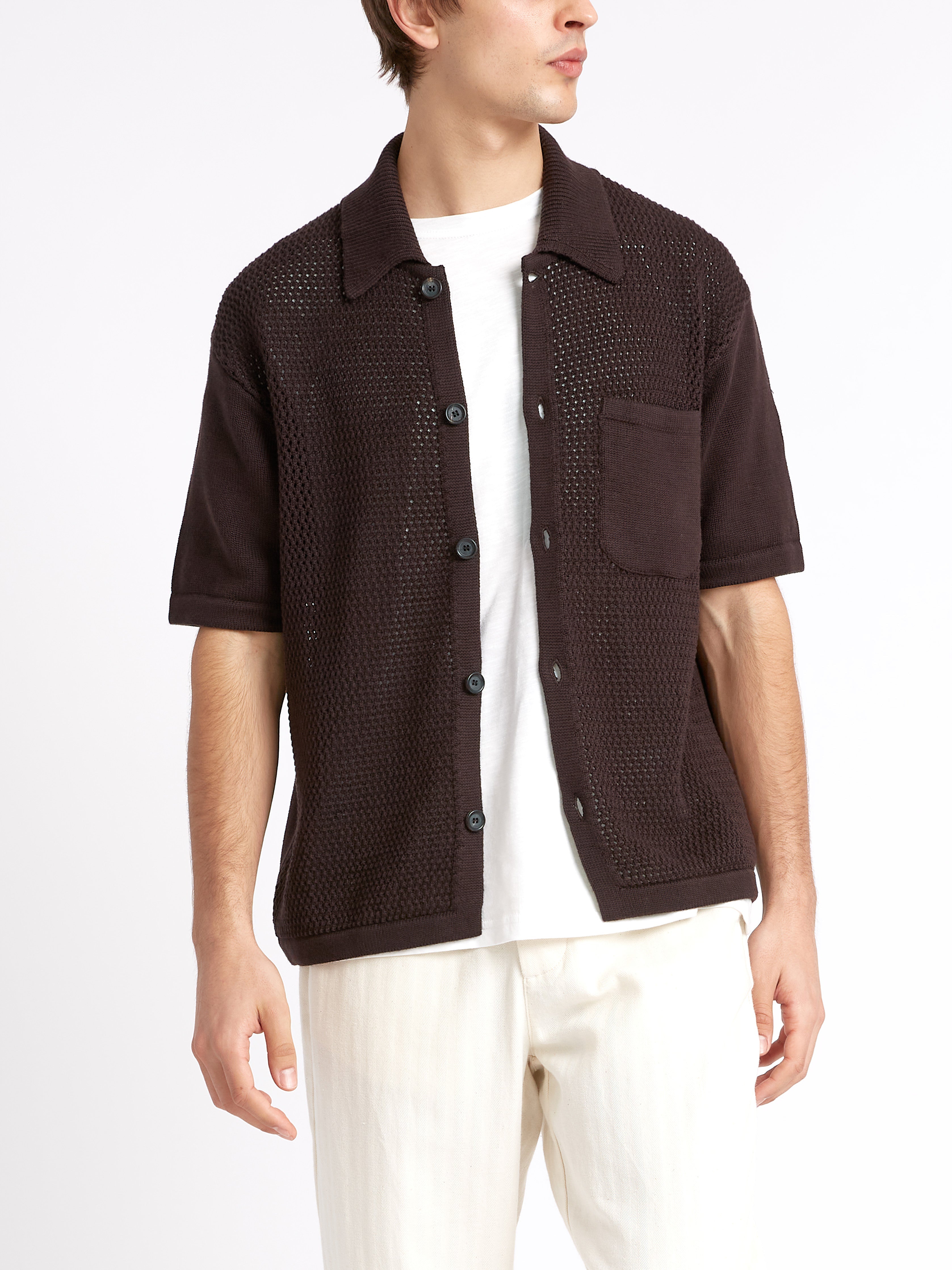  Short Sleeve Mawes Knitted Shirt Tamar Brown