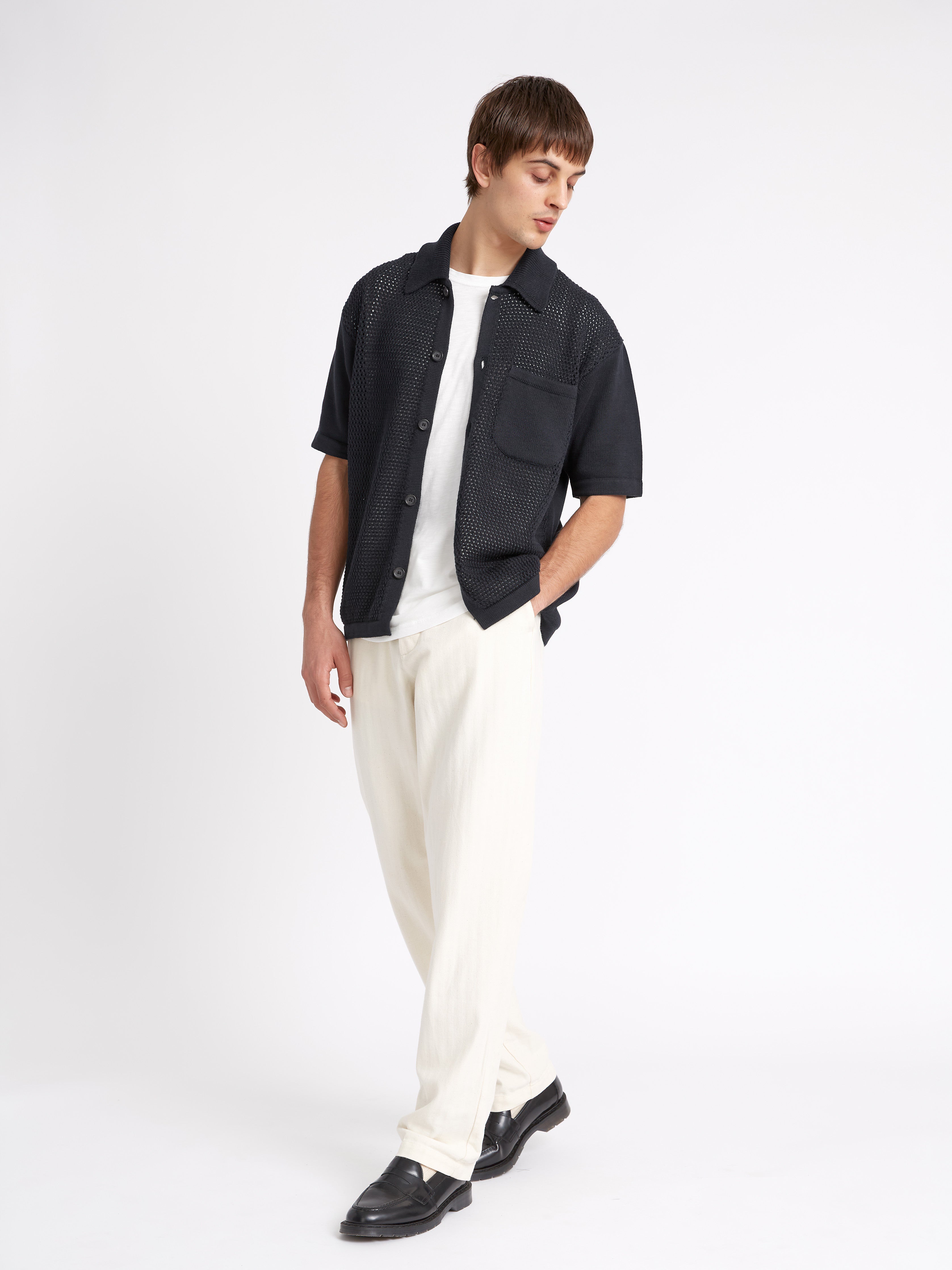  Short Sleeve Mawes Knitted Shirt Tamar Navy