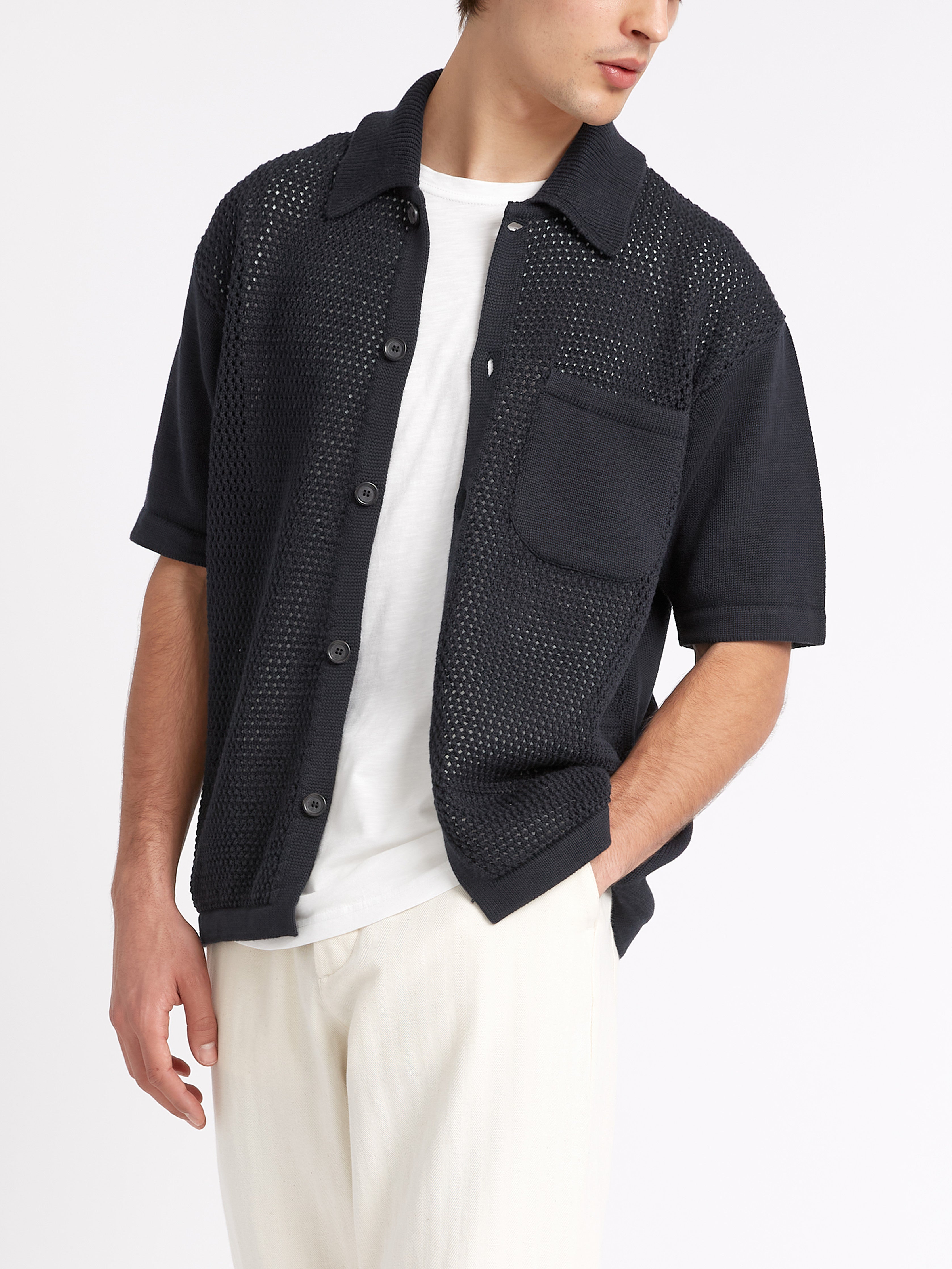  Short Sleeve Mawes Knitted Shirt Tamar Navy
