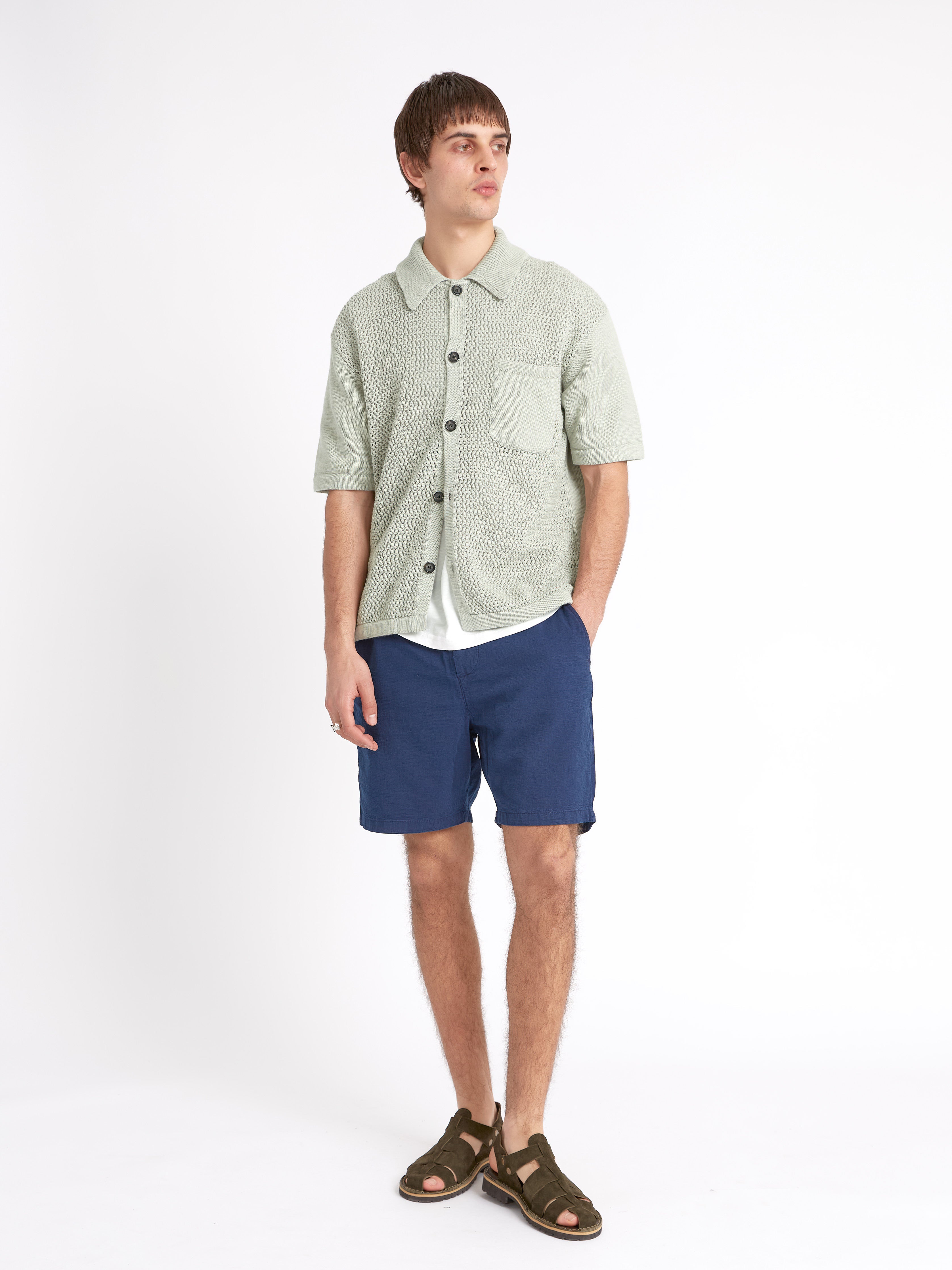  Short Sleeve Mawes Knitted Shirt Tamar Pale Green