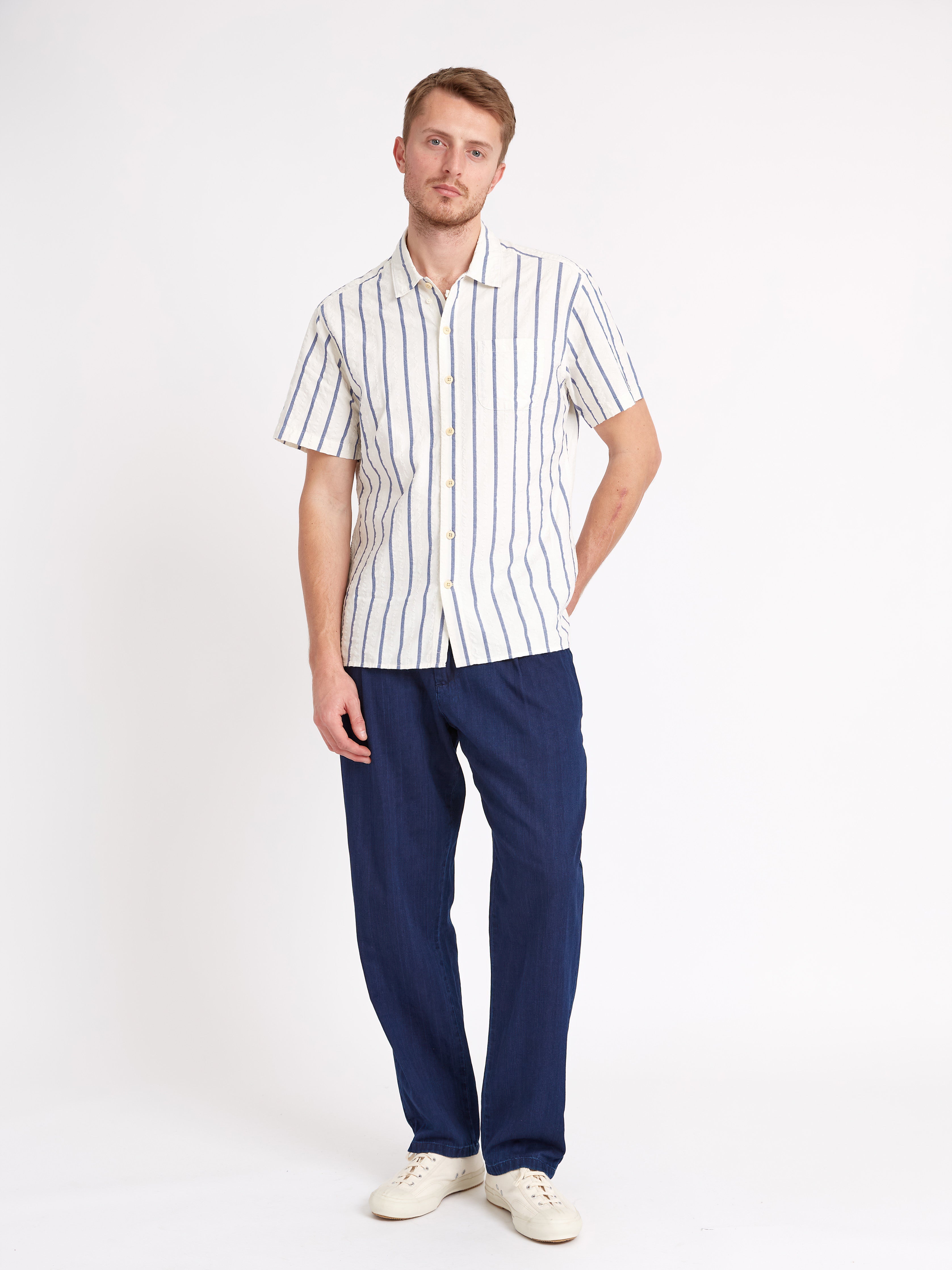  Riviera Short Sleeve Shirt Rickman White/Blue