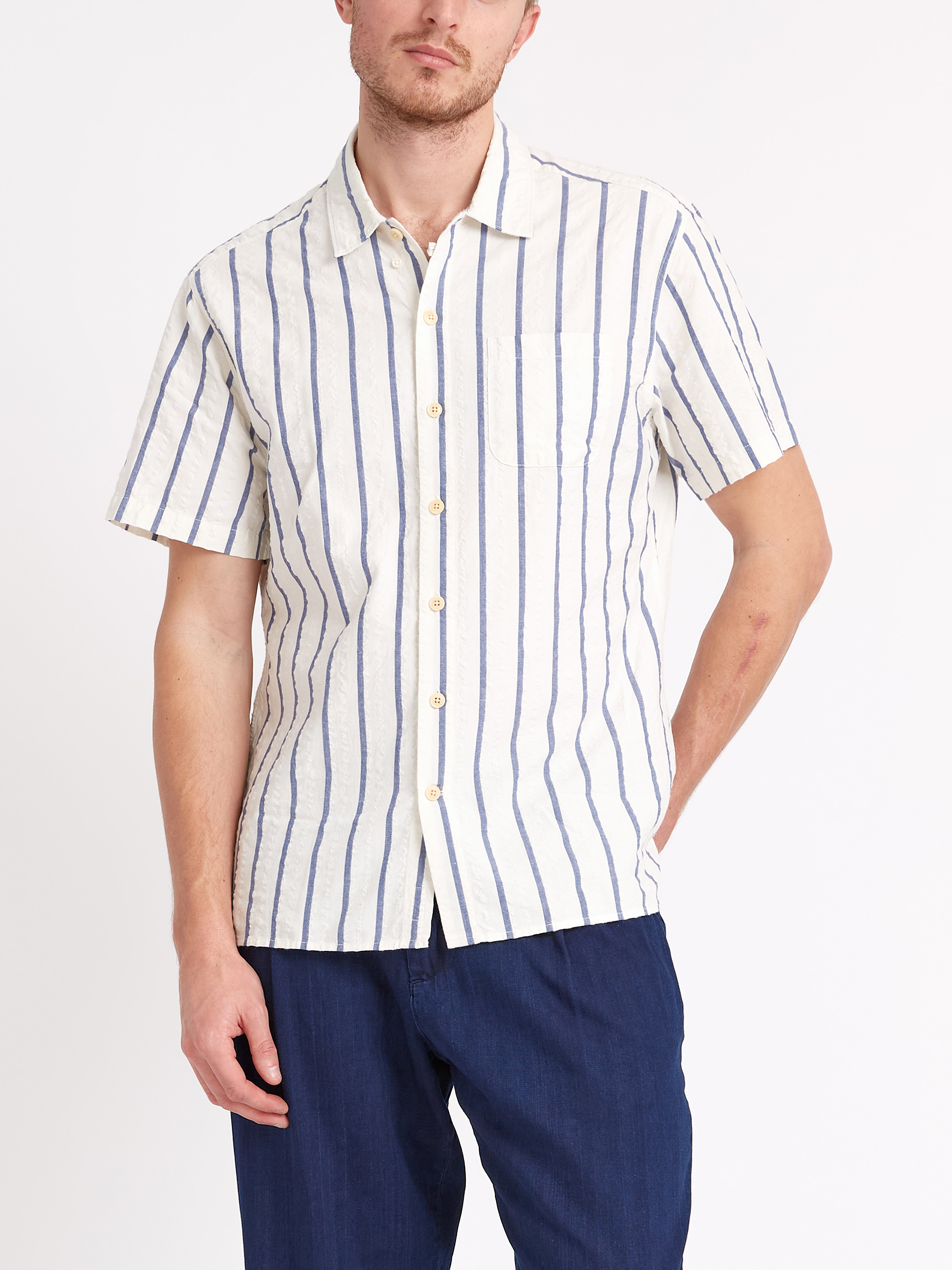  Riviera Short Sleeve Shirt Rickman White/Blue