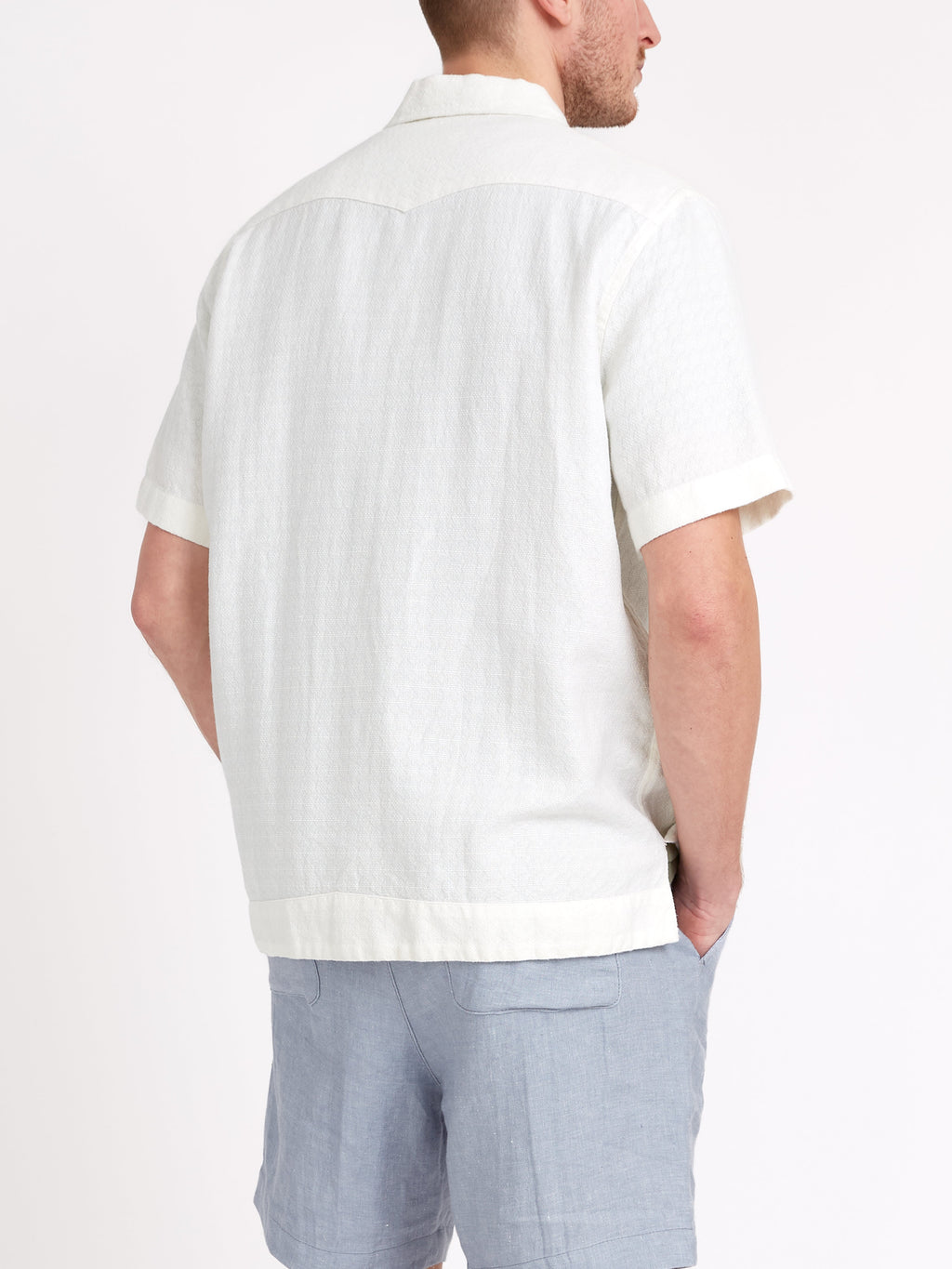  Cuban Short Sleeve Shirt Medley White