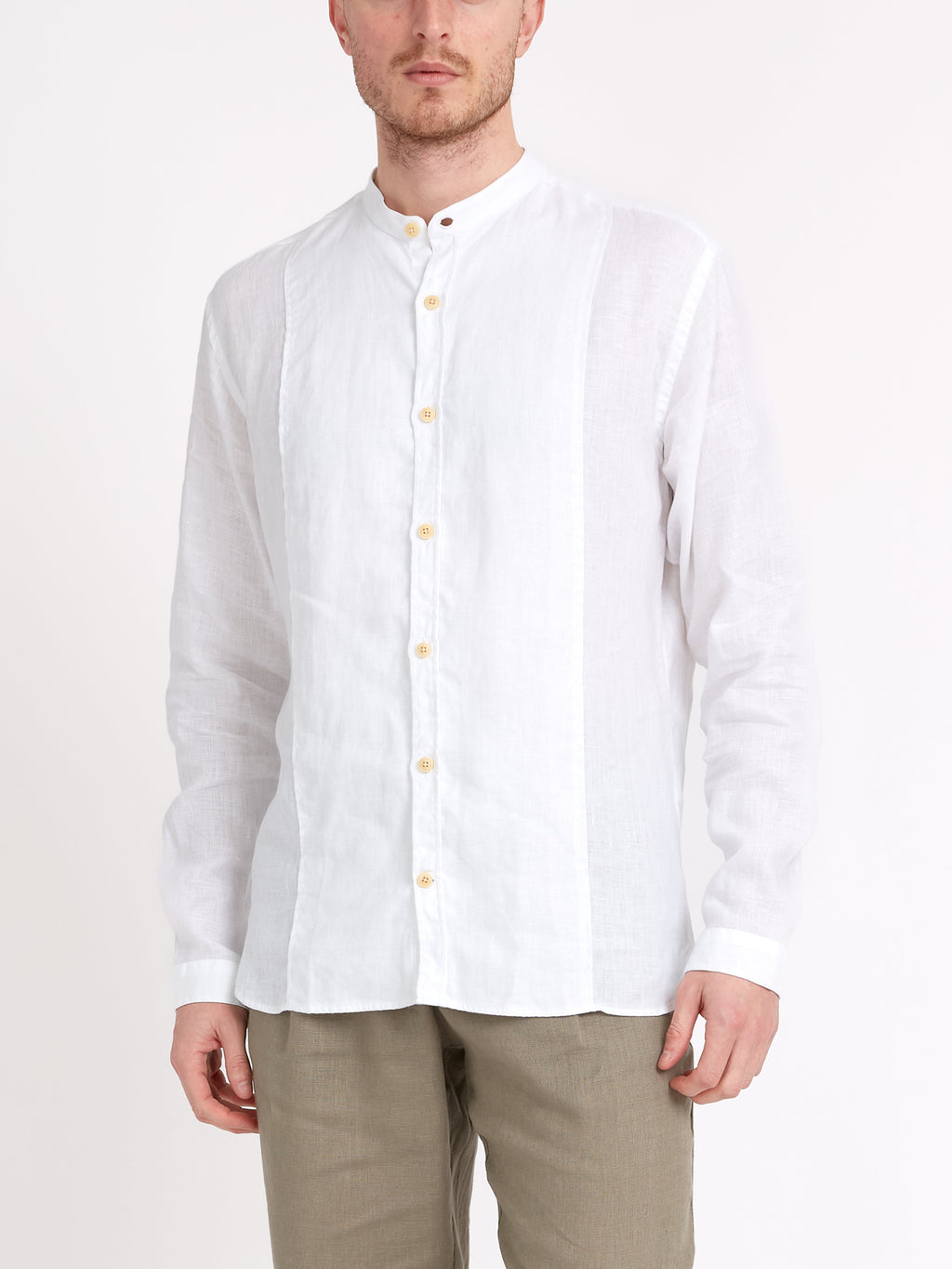  Collarless Ashcroft Shirt Bridford White
