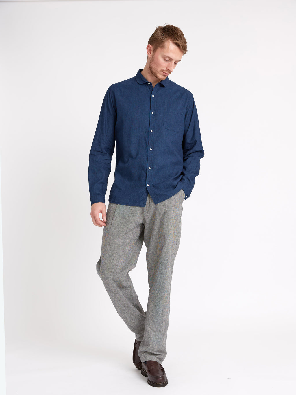 Eton Collar Shirt Lawes Navy