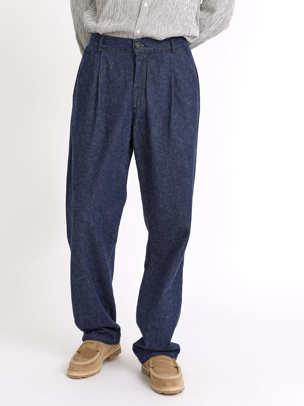  Morton Pleated Trousers Burnham Denim Indigo Blue