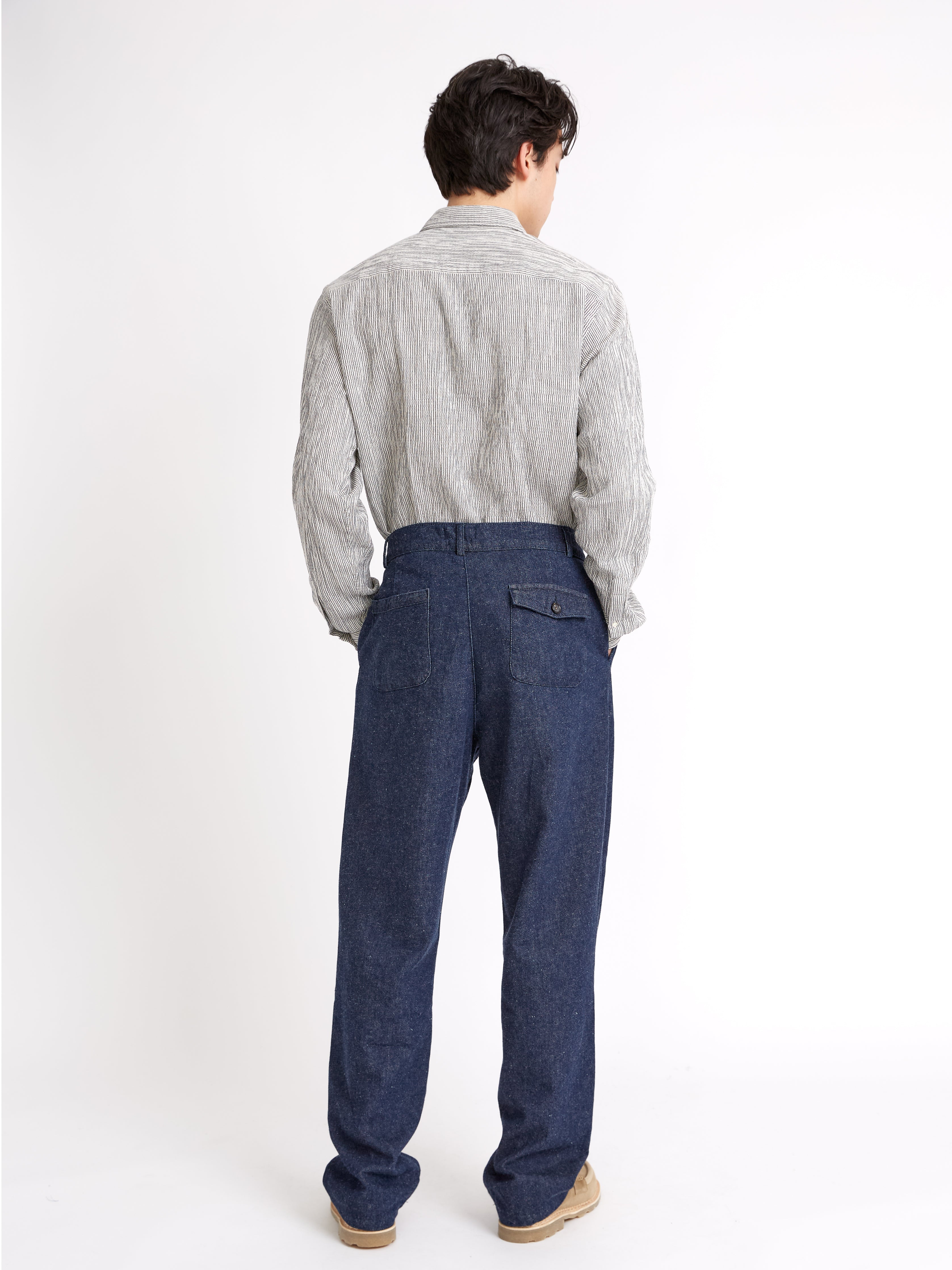  Morton Pleated Trousers Burnham Denim Indigo Blue