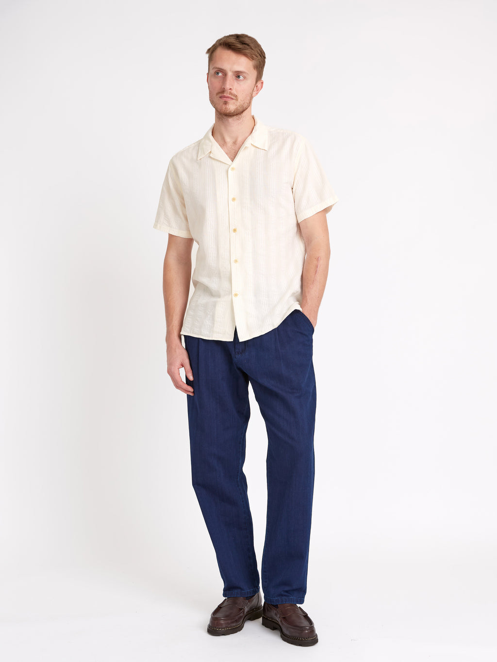 Morton Pleated Trousers Faye Indigo Blue