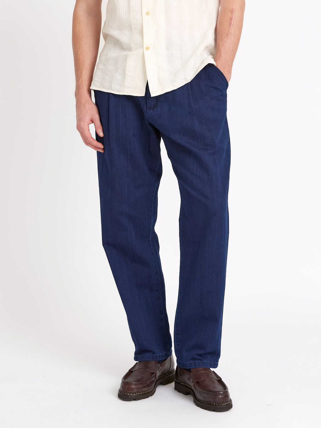 Morton Pleated Trousers Faye Indigo Blue