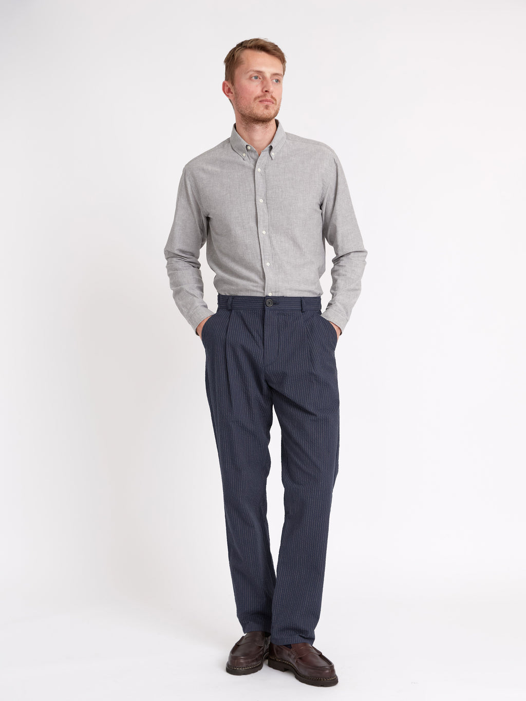  Morton Pleated Trousers Granville Navy