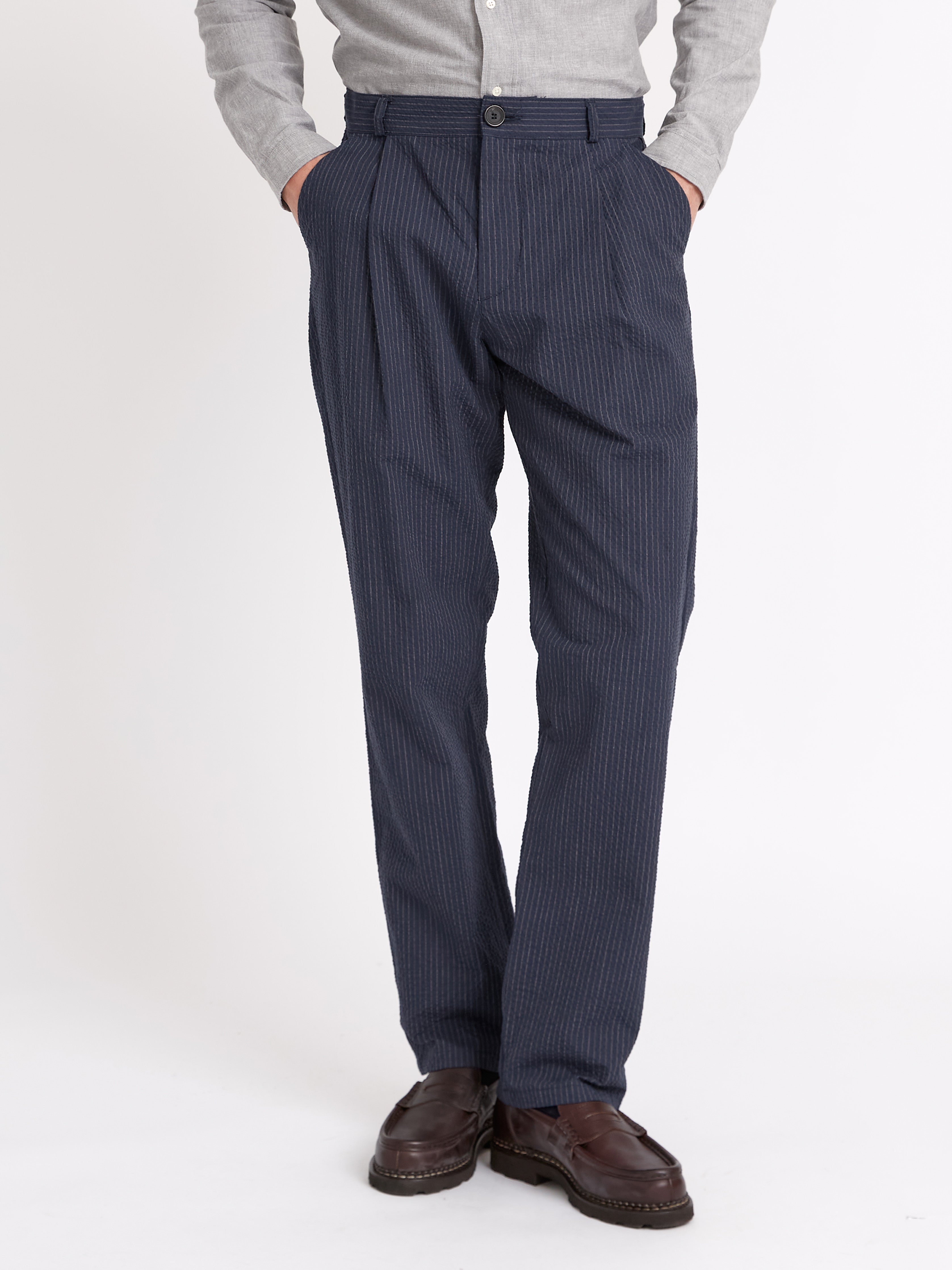  Morton Pleated Trousers Granville Navy