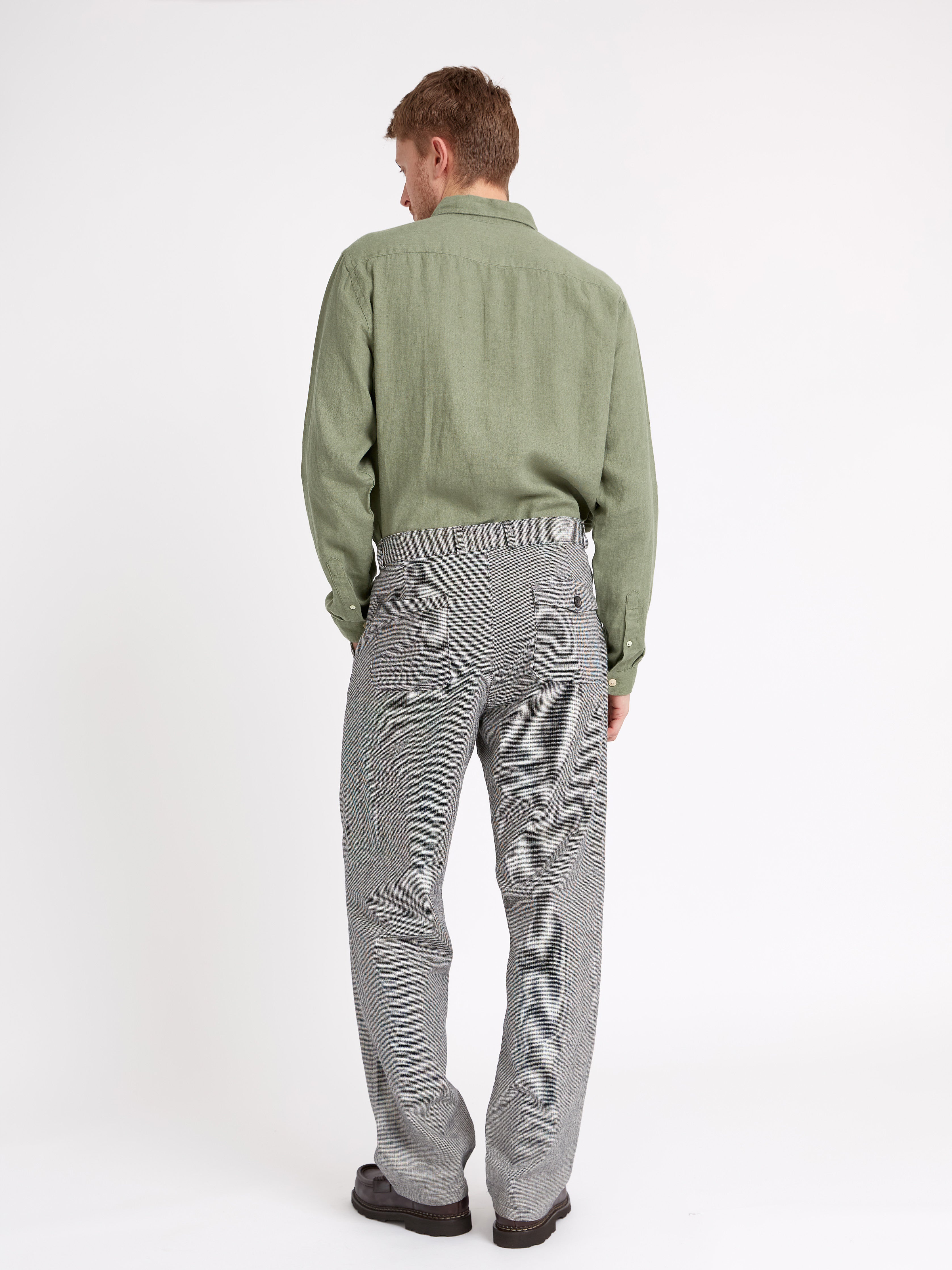  Morton Pleated Trousers Rackfield Black/White