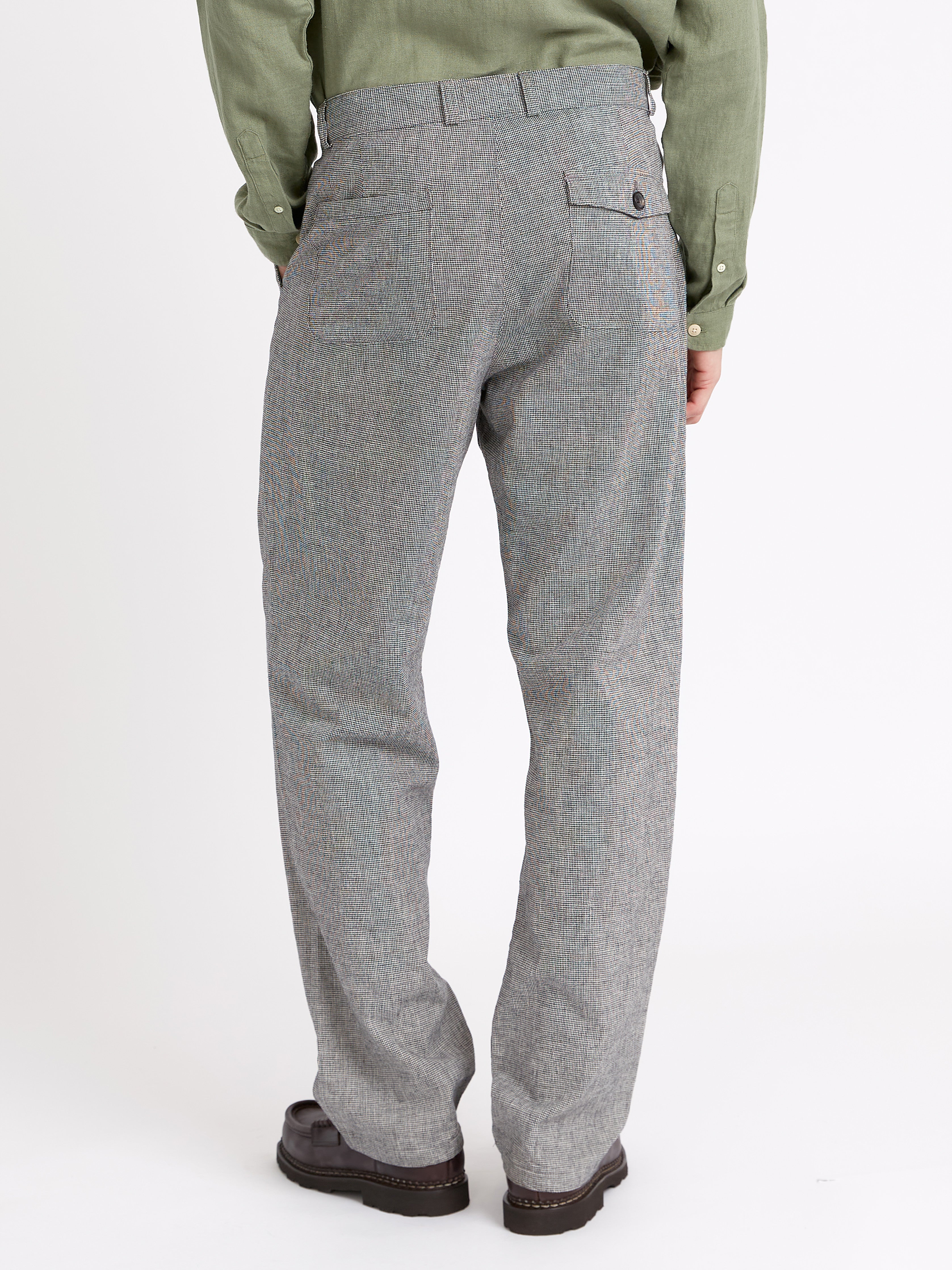 Morton Pleated Trousers Rackfield Black/White
