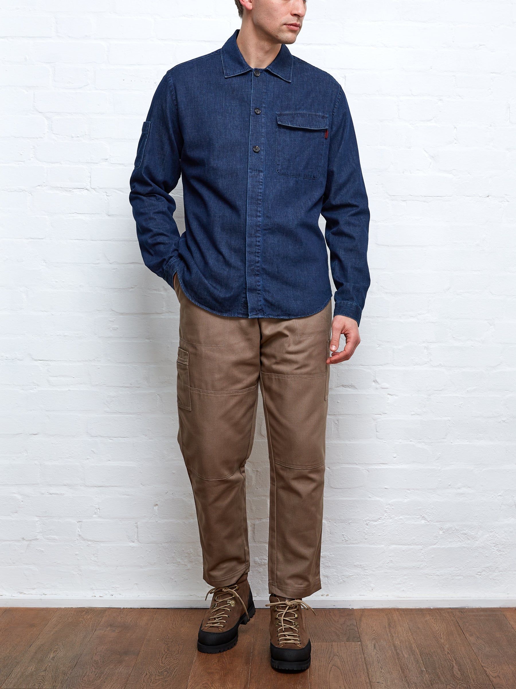  Oliver Spencer X Niwaki Haru Gardening Overshirt Mullins Denim Indigo Rinse