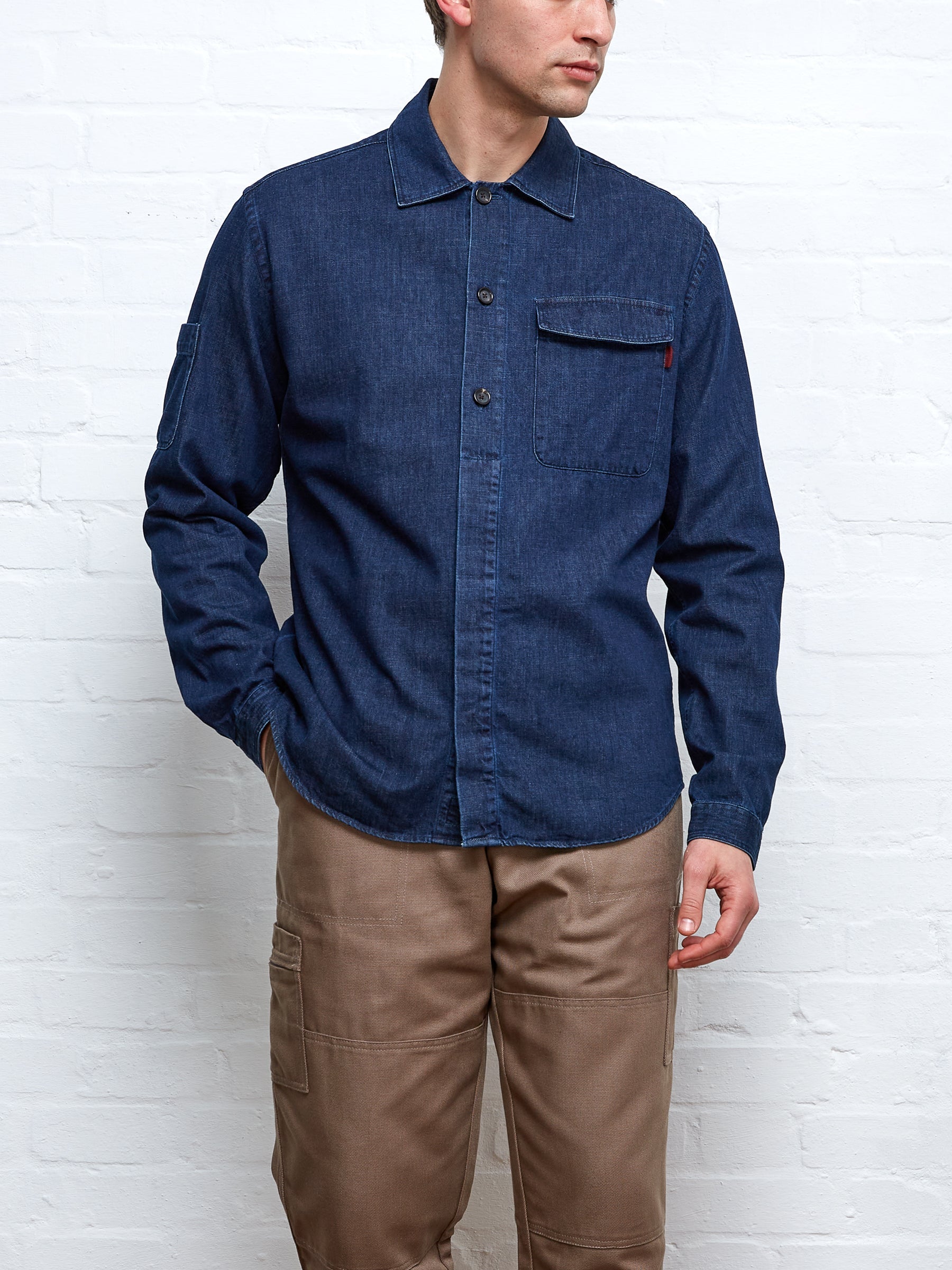  Oliver Spencer X Niwaki Haru Gardening Overshirt Mullins Denim Indigo Rinse