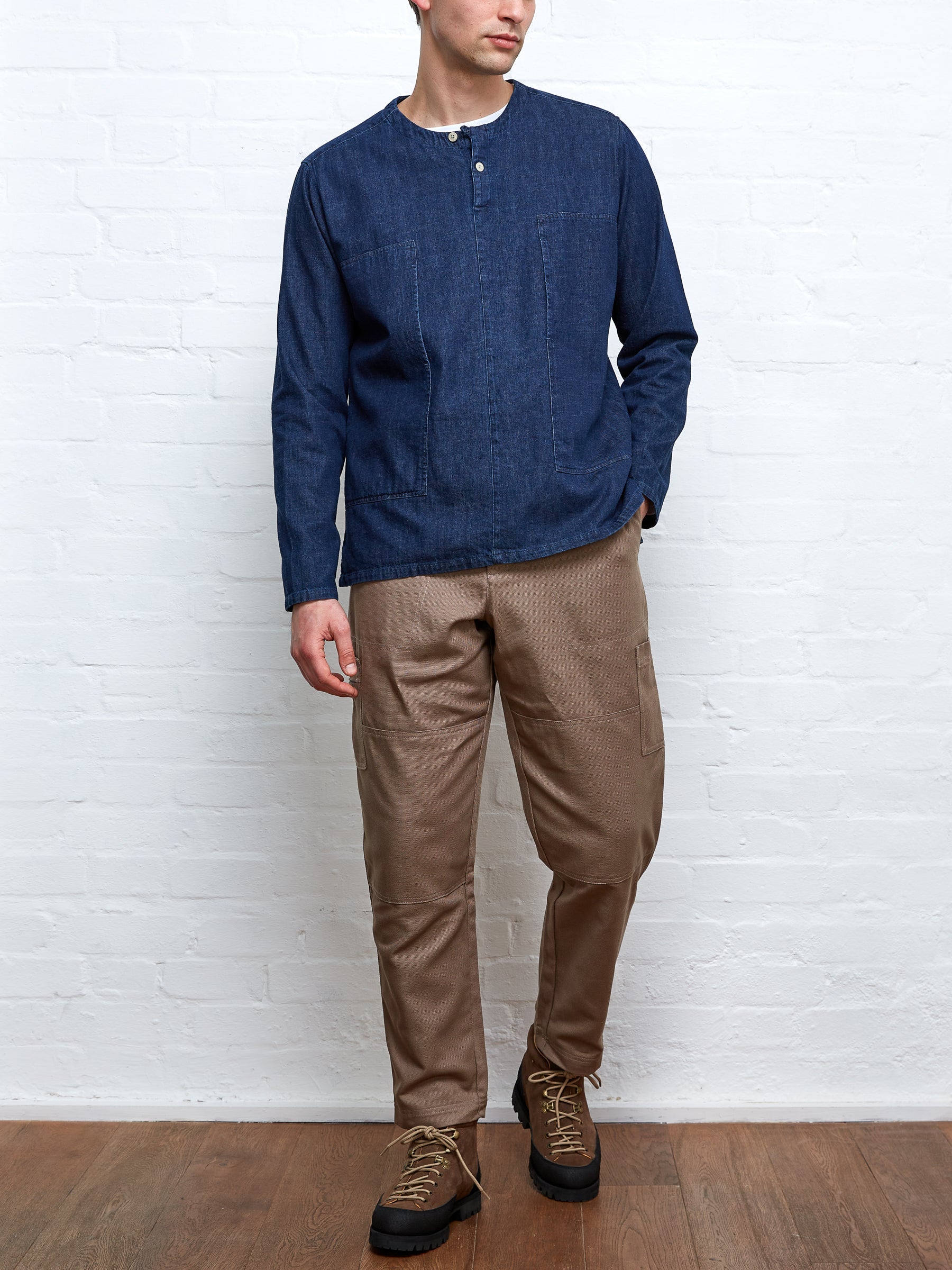  Oliver Spencer X Niwaki Ohana Gardening Smock Mullins Denim Indigo Rinse