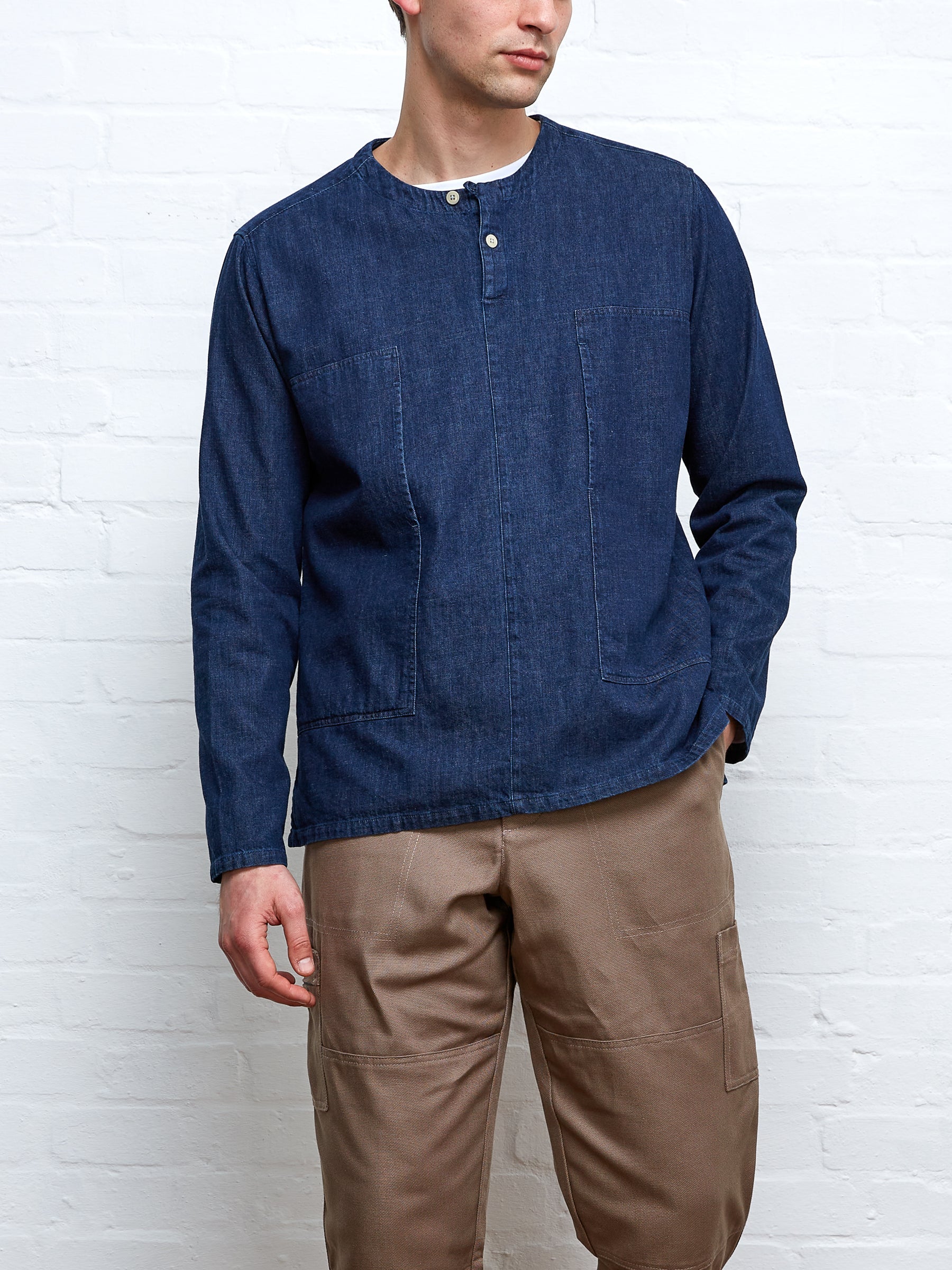  Oliver Spencer X Niwaki Ohana Gardening Smock Mullins Denim Indigo Rinse