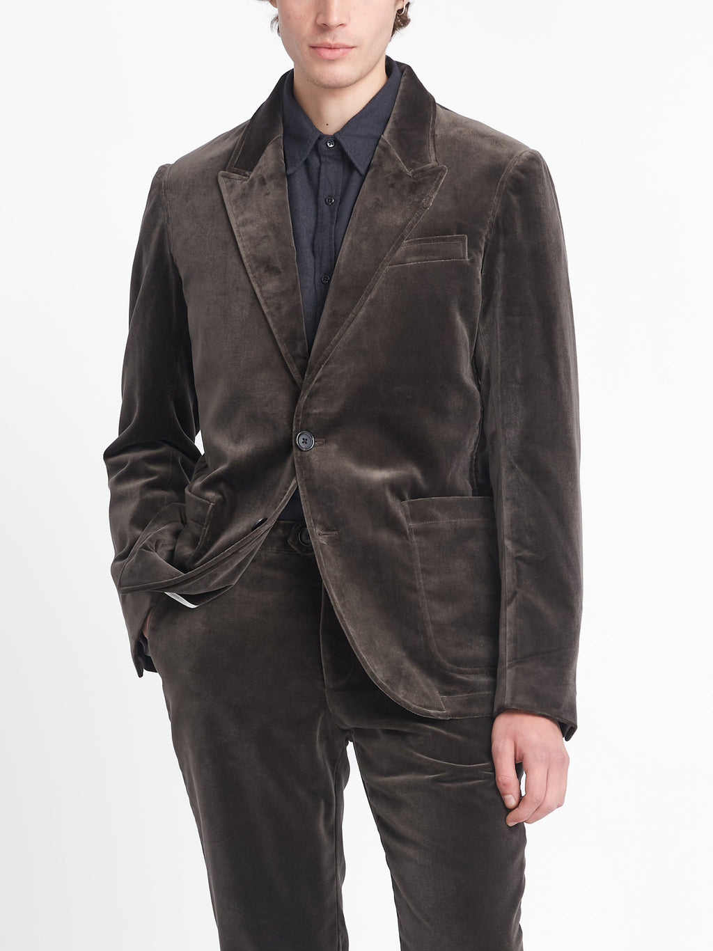  Mole Grey Velvet Mansfield Suit