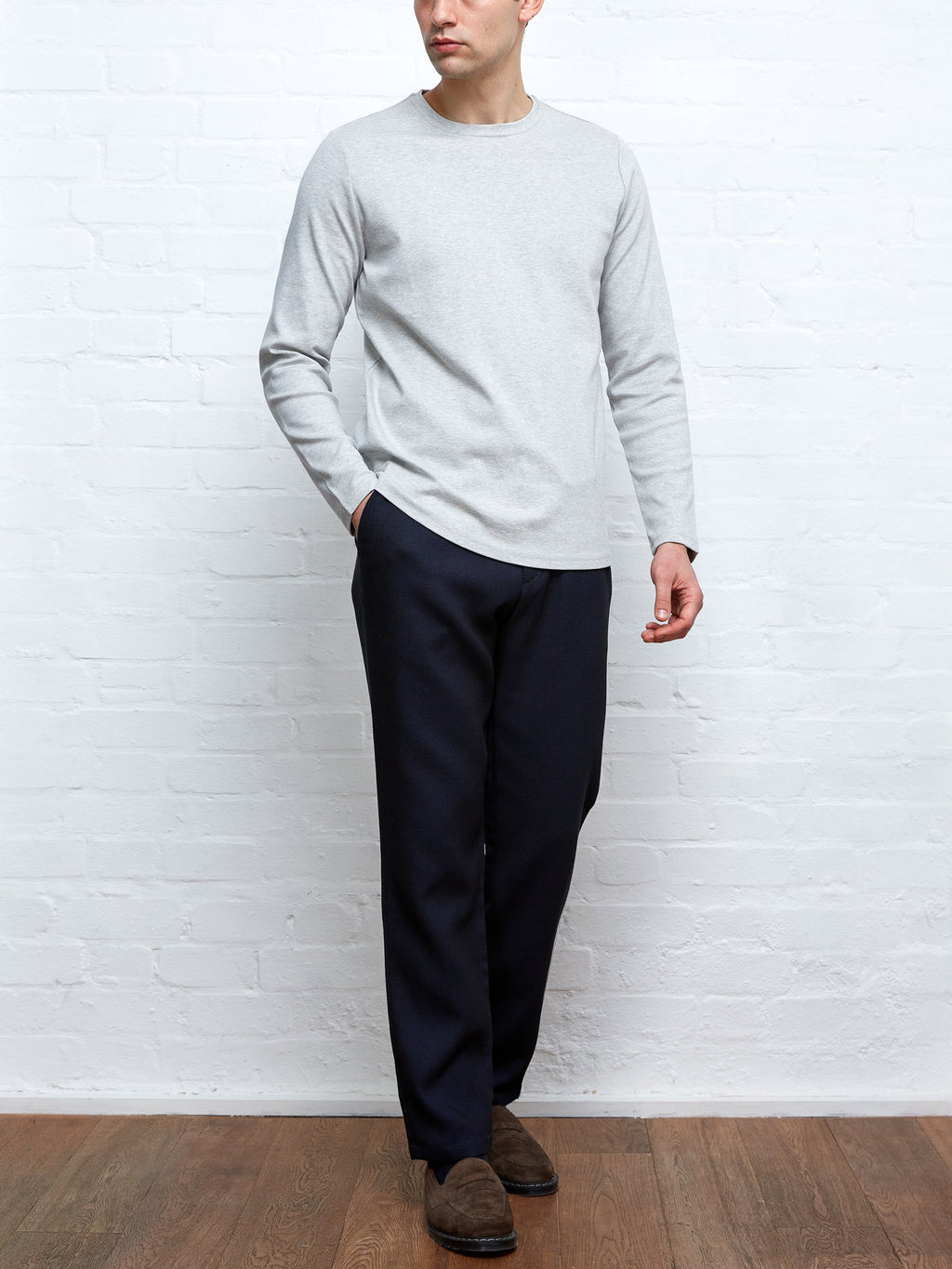  Heavy Long Sleeve Plain T-Shirt Tavistock Grey