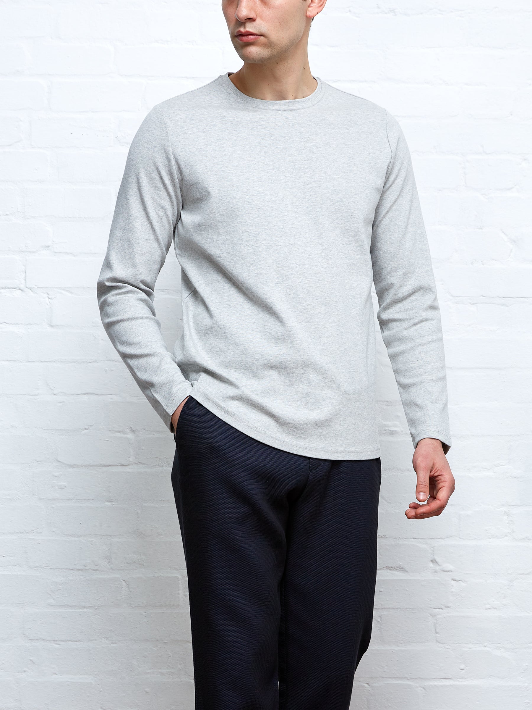  Heavy Long Sleeve Plain T-Shirt Tavistock Grey