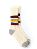  Ro To To Coarse Ribbed Old School Socks Bordeaux Yellow