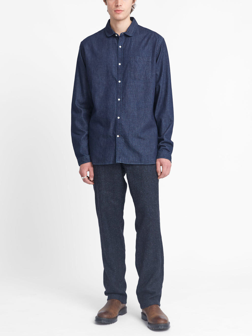  Eton Collar Shirt Mullins Denim Indigo Rinse