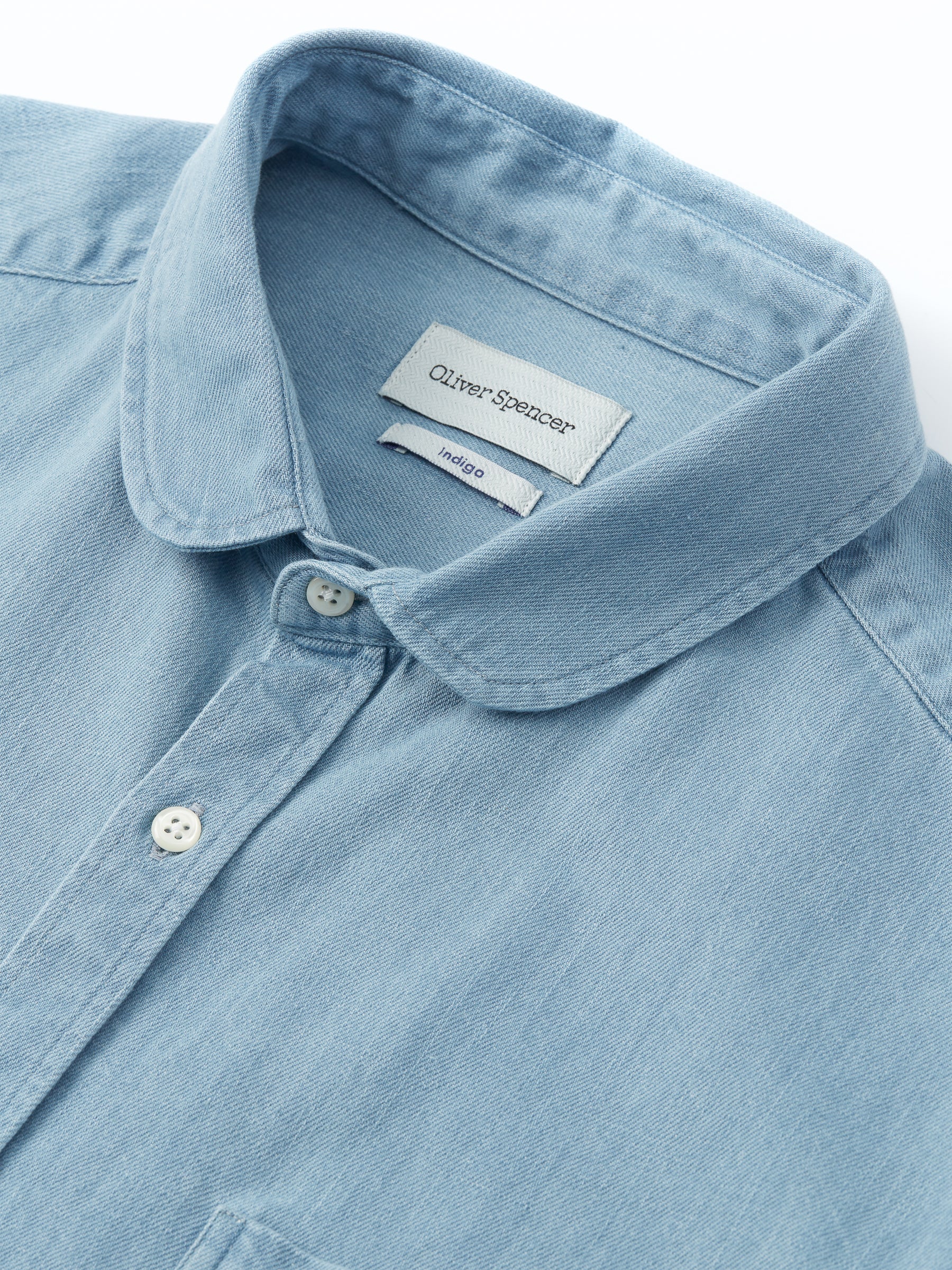  Eton Collar Shirt Mullins Denim Indigo Light