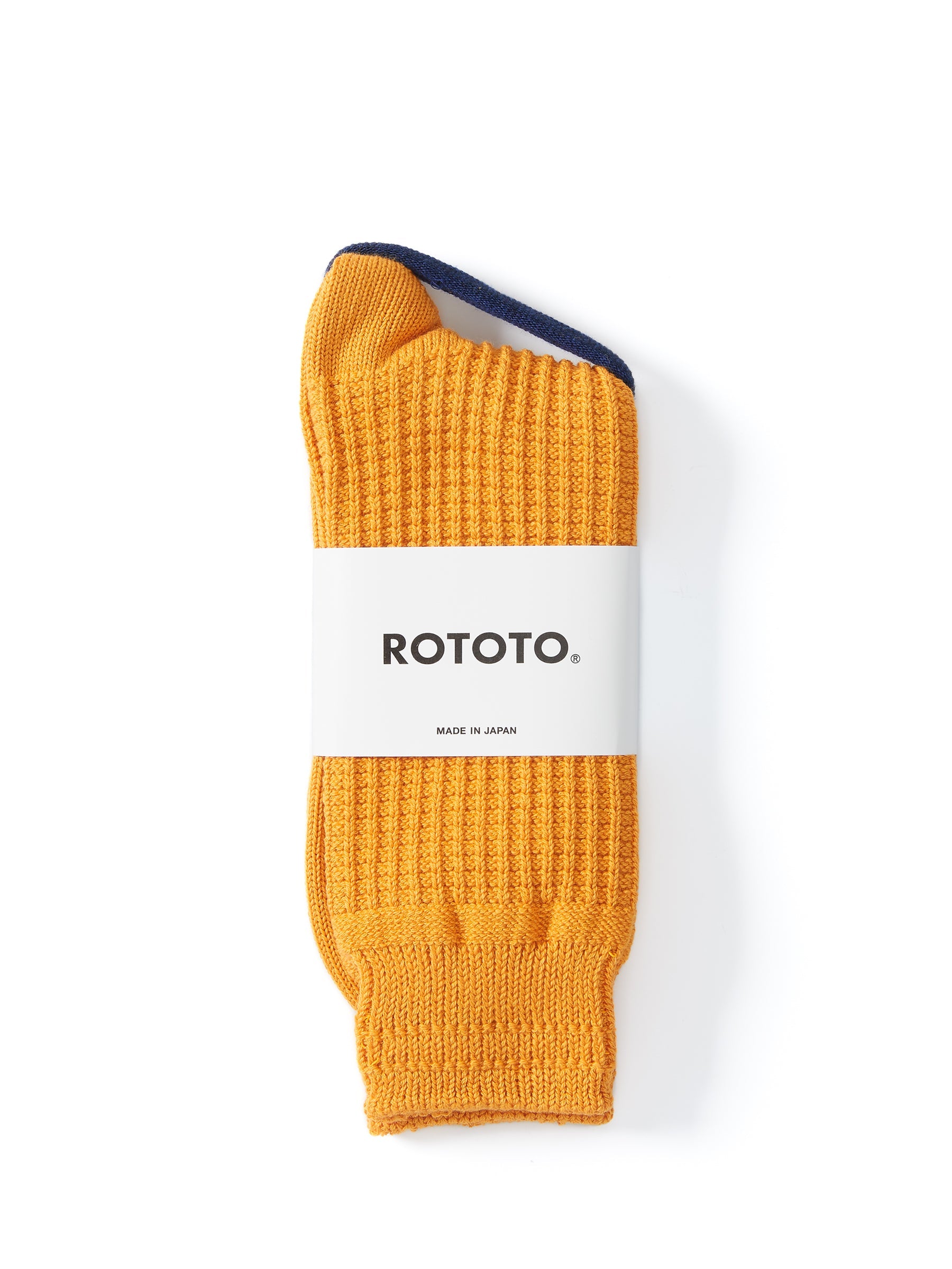  Ro To To Cotton Waffle Crew Socks Mustard Yellow