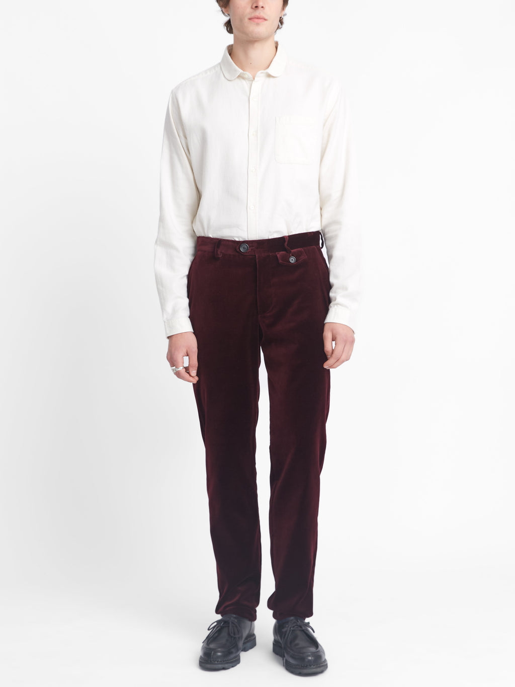  Fishtail Trousers Velvet Burgundy