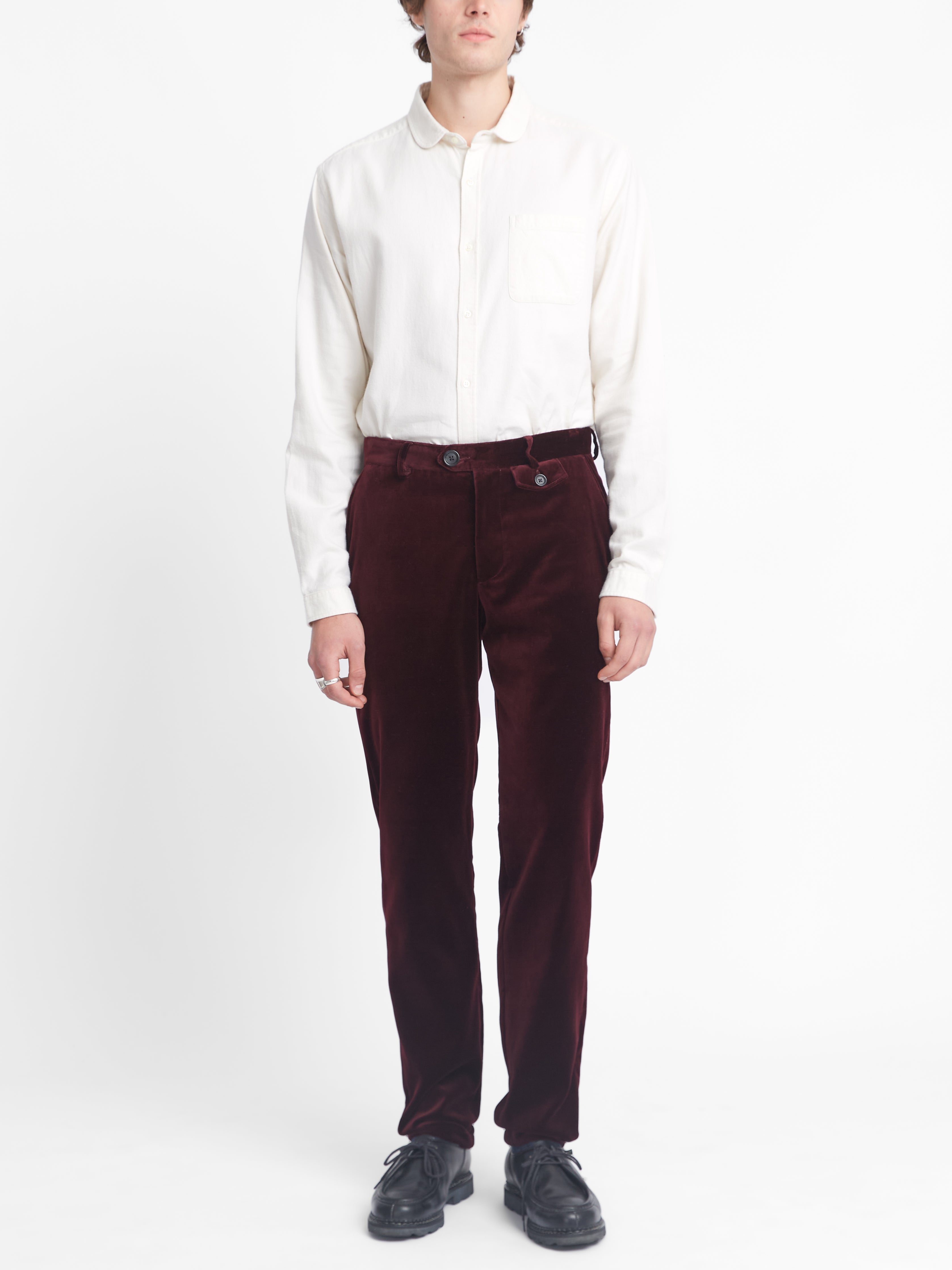  Fishtail Trousers Velvet Burgundy