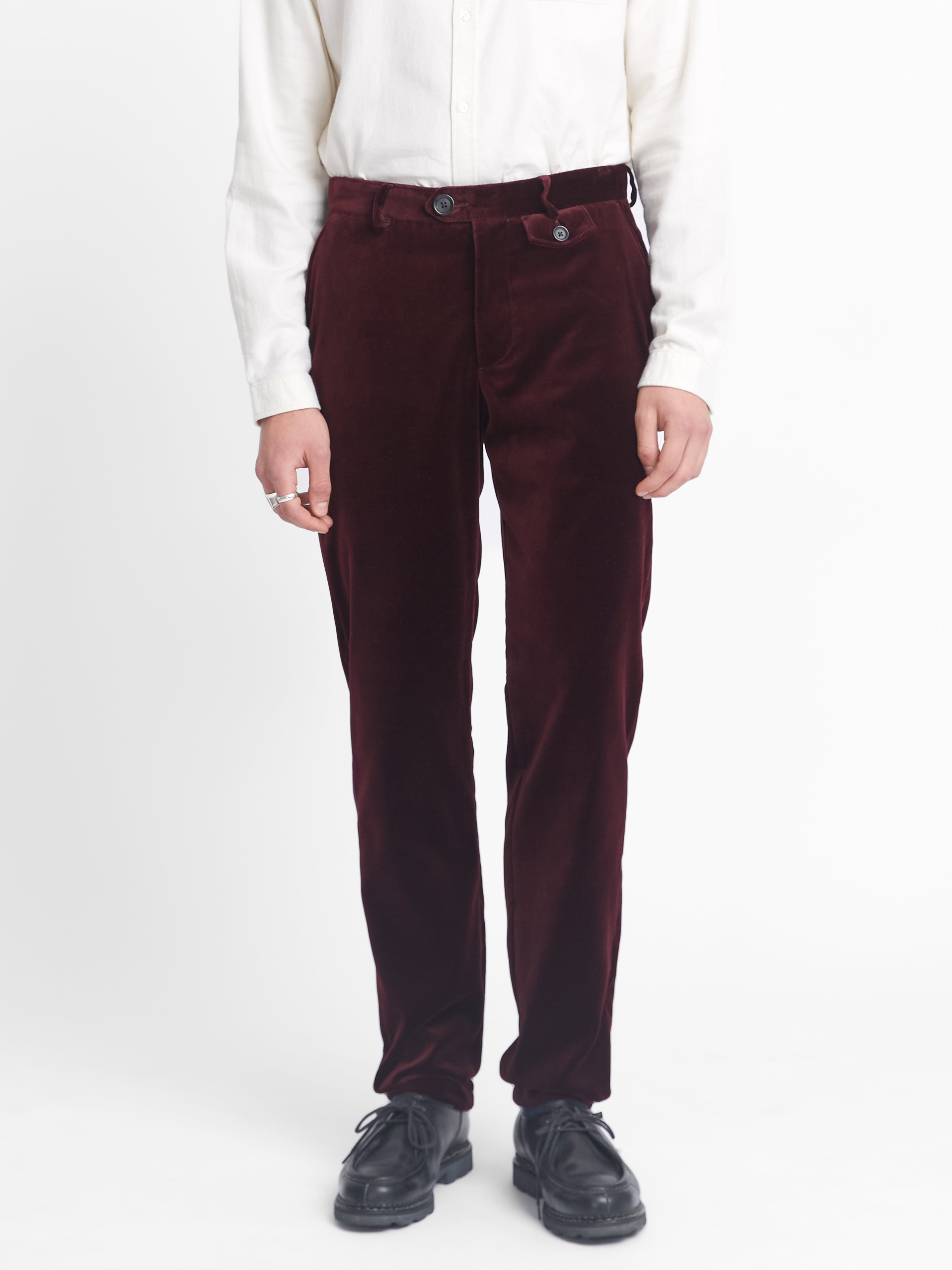  Fishtail Trousers Velvet Burgundy