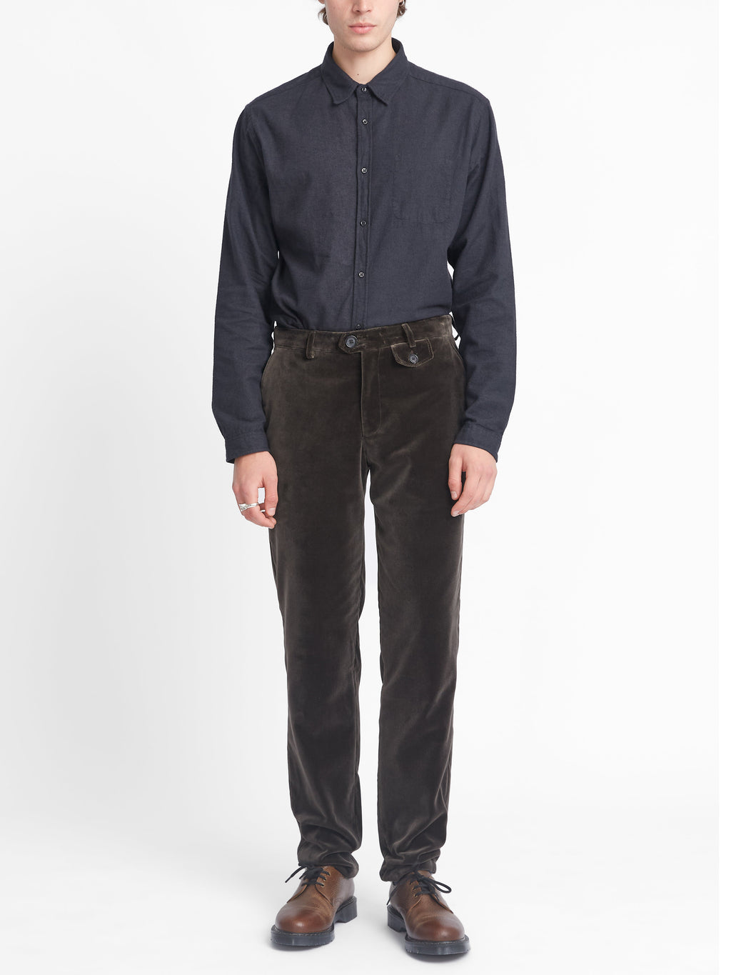  Fishtail Trousers Velvet Mole Grey