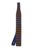  Silk Knitted Tie Navy/Brown Stripe
