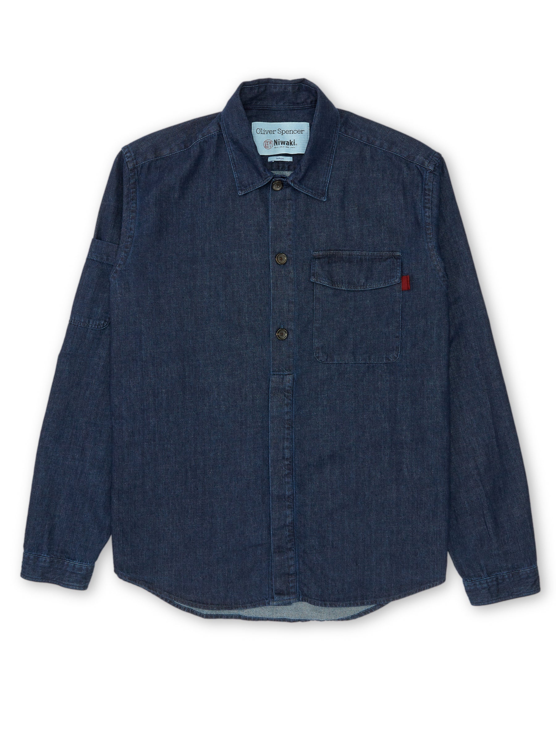  Oliver Spencer X Niwaki Haru Gardening Overshirt Mullins Denim Indigo Rinse