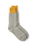  Ro To To Double Face Crew Socks Silk & Cotton Grey/Dark Yellow