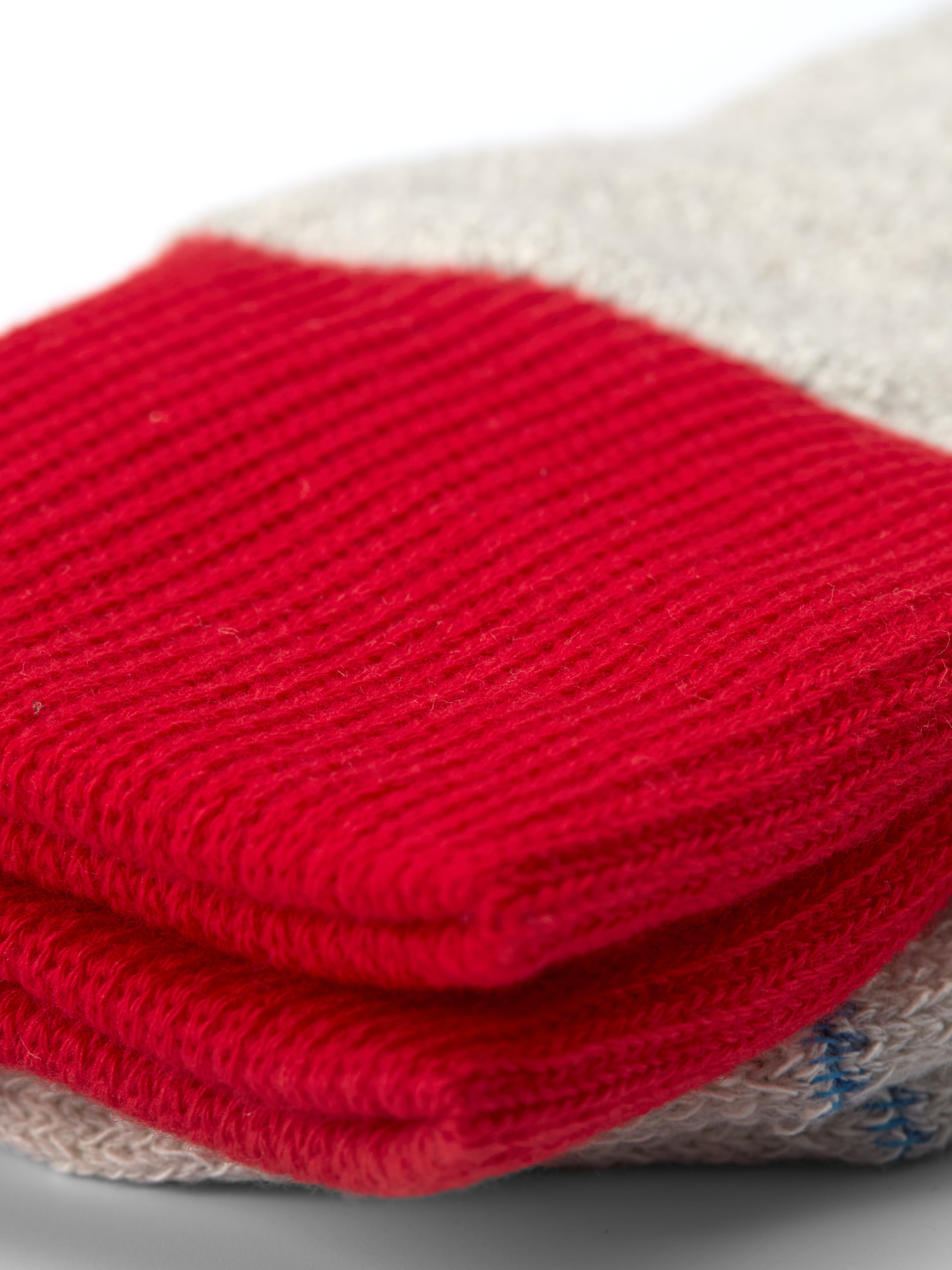  Ro To To Double Face Crew Socks Silk & Cotton Grey/Red