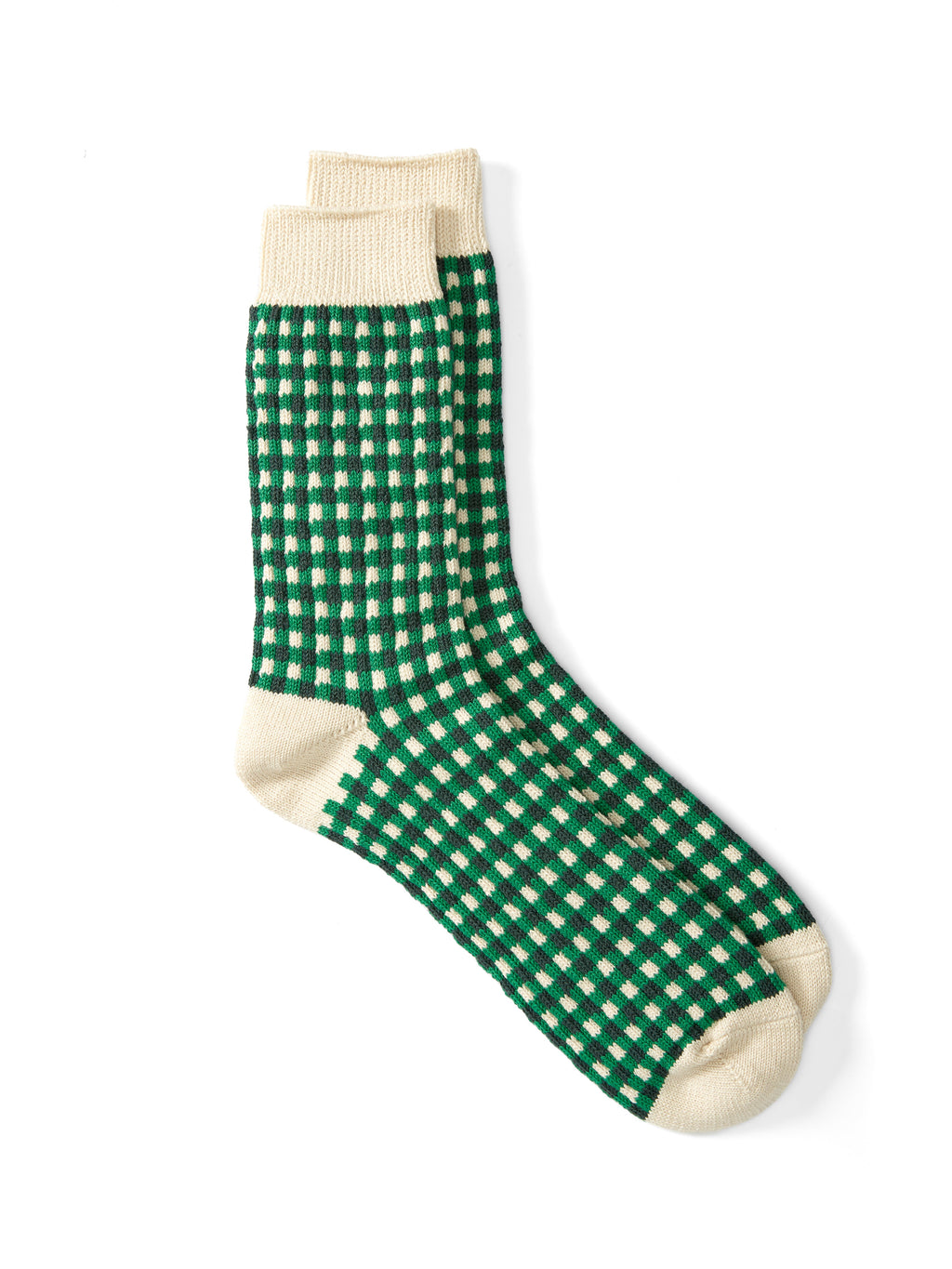  Ro To To Gingham Check Sock Green