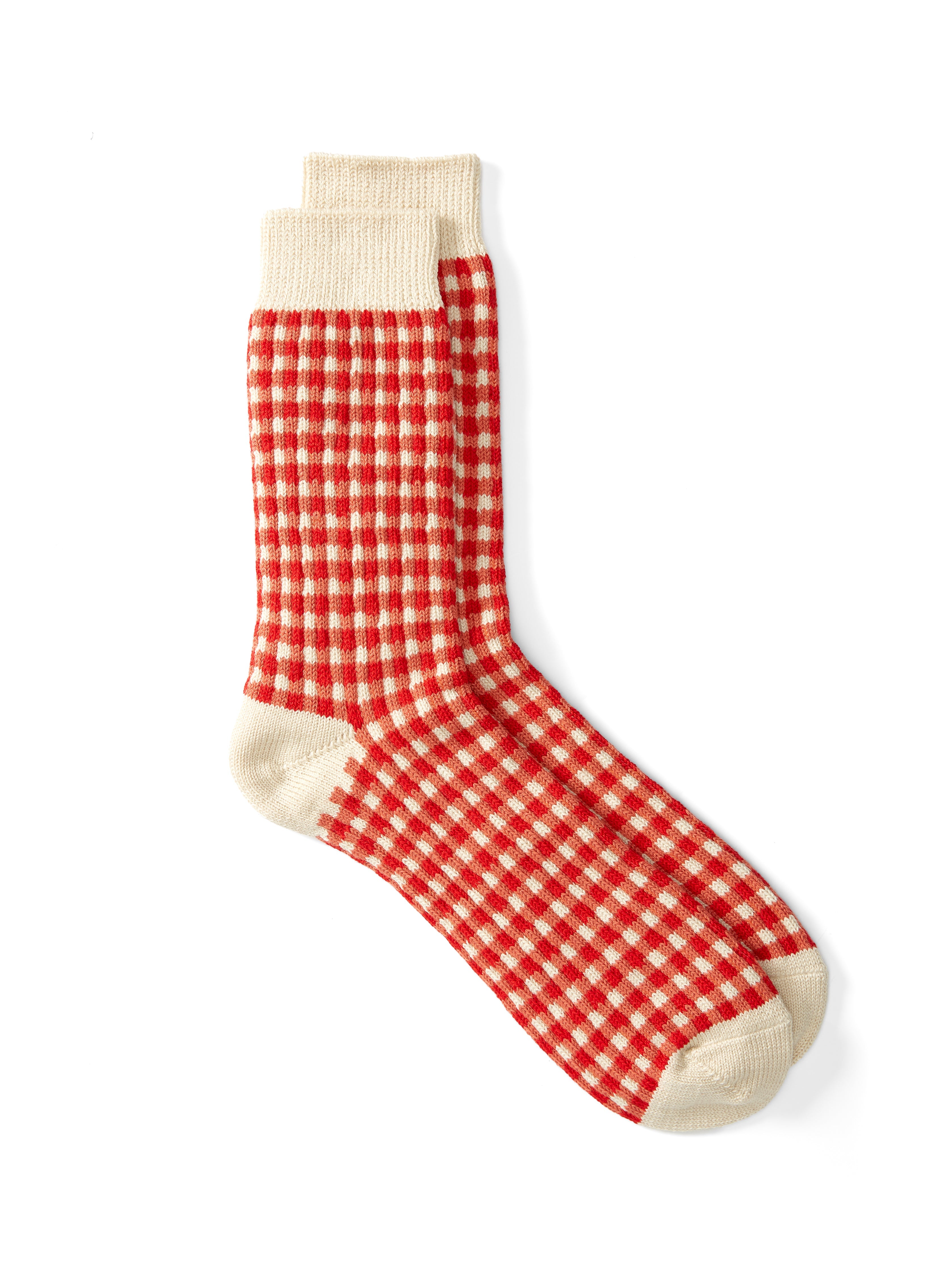  Ro To To Gingham Check Sock Red