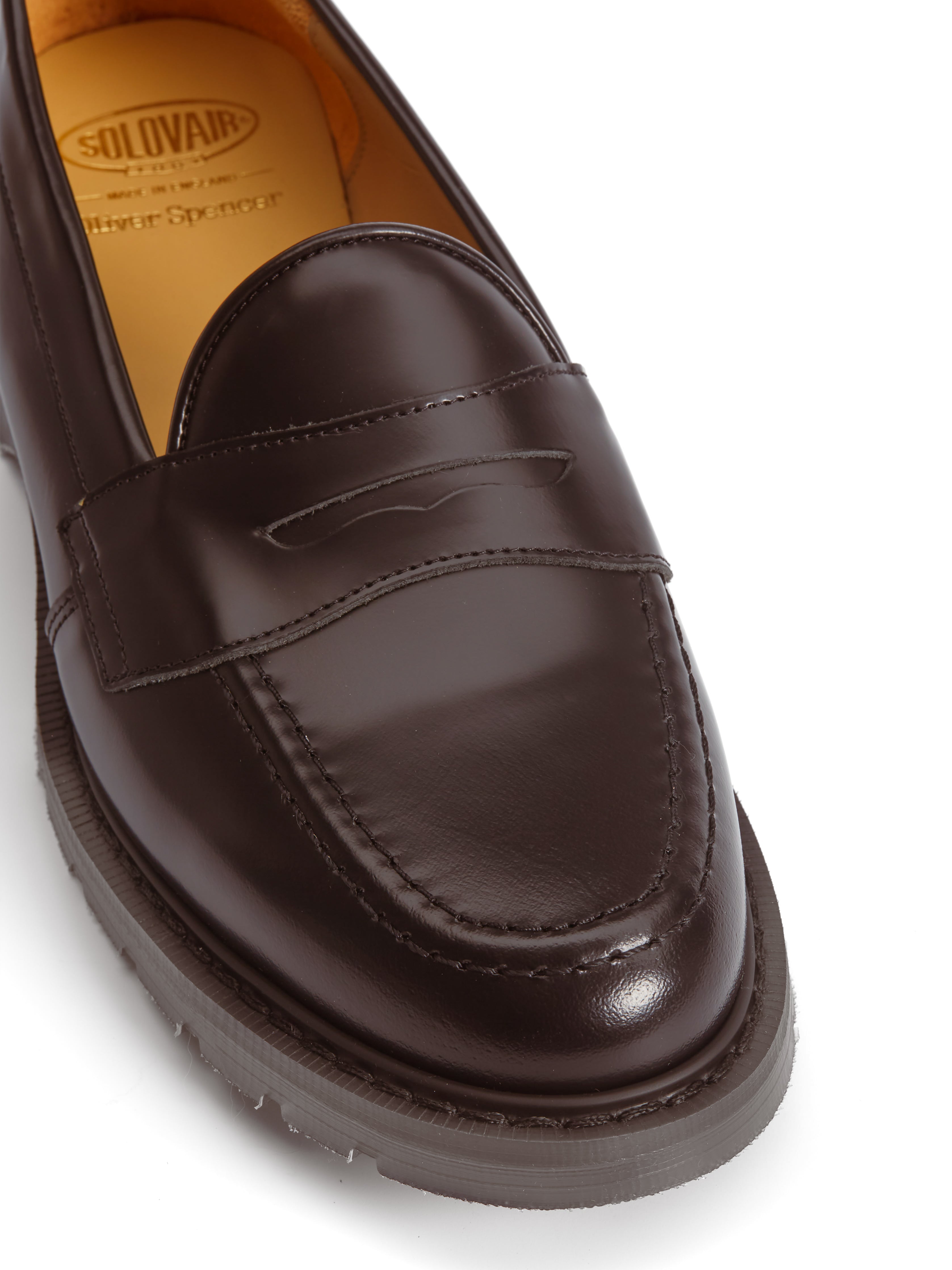  Solovair X Oliver Spencer Penny Loafer Ox Blood Hi Shine Leather