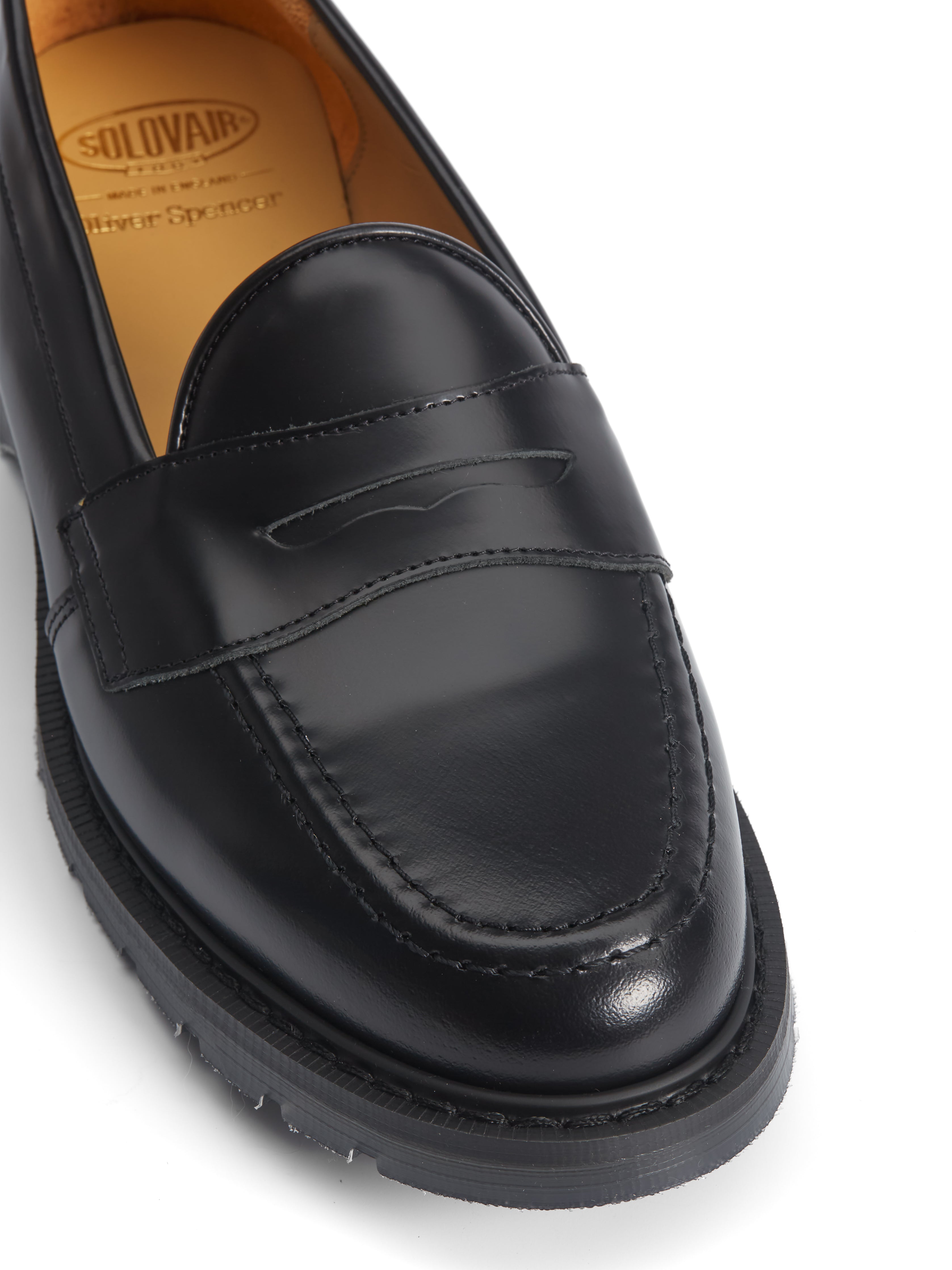  Solovair X Oliver Spencer Penny Loafer Black Hi Shine Leather