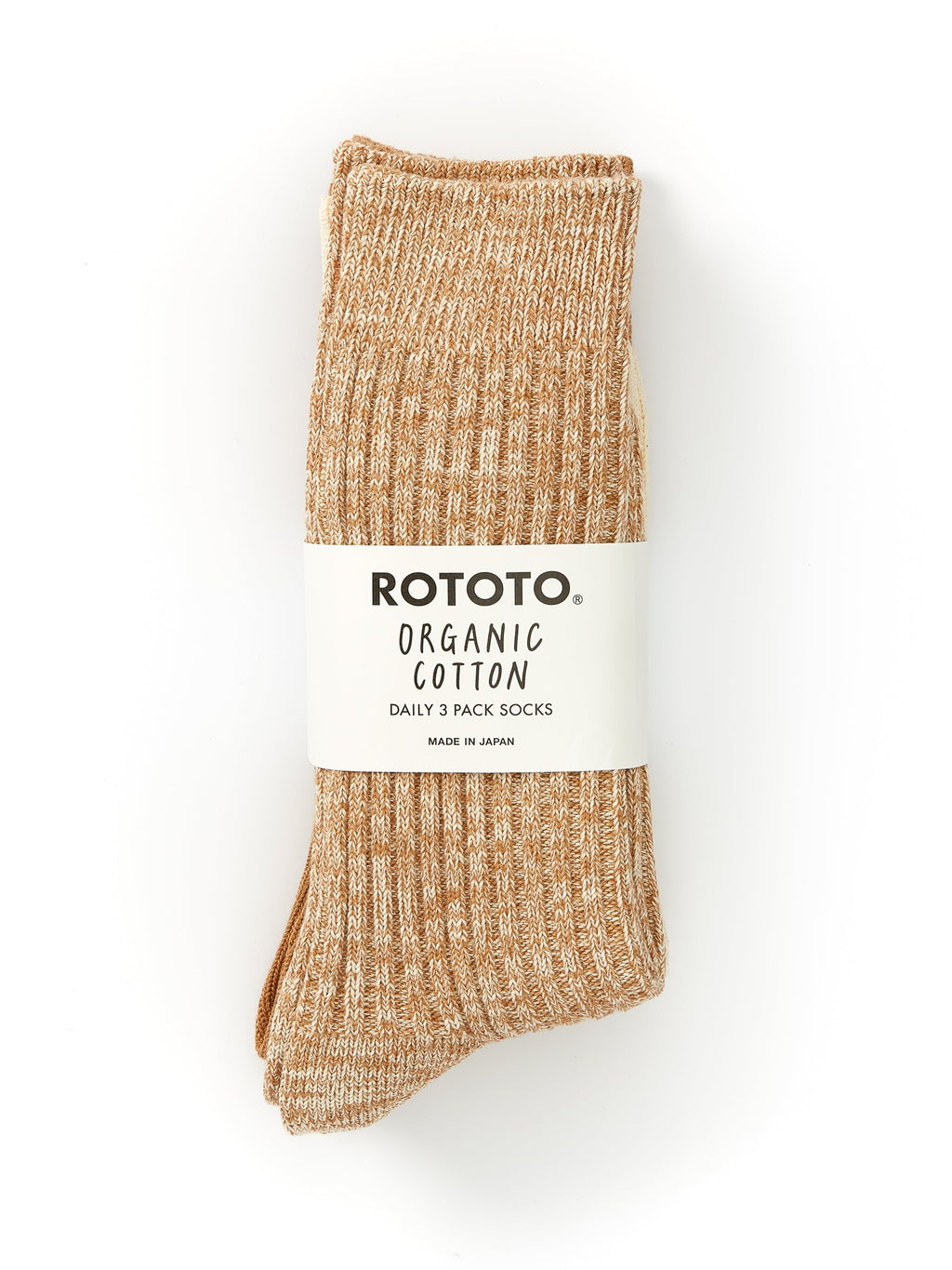  Ro To To Organic Cotton Daily 3 Pack Socks Ecru/Brown