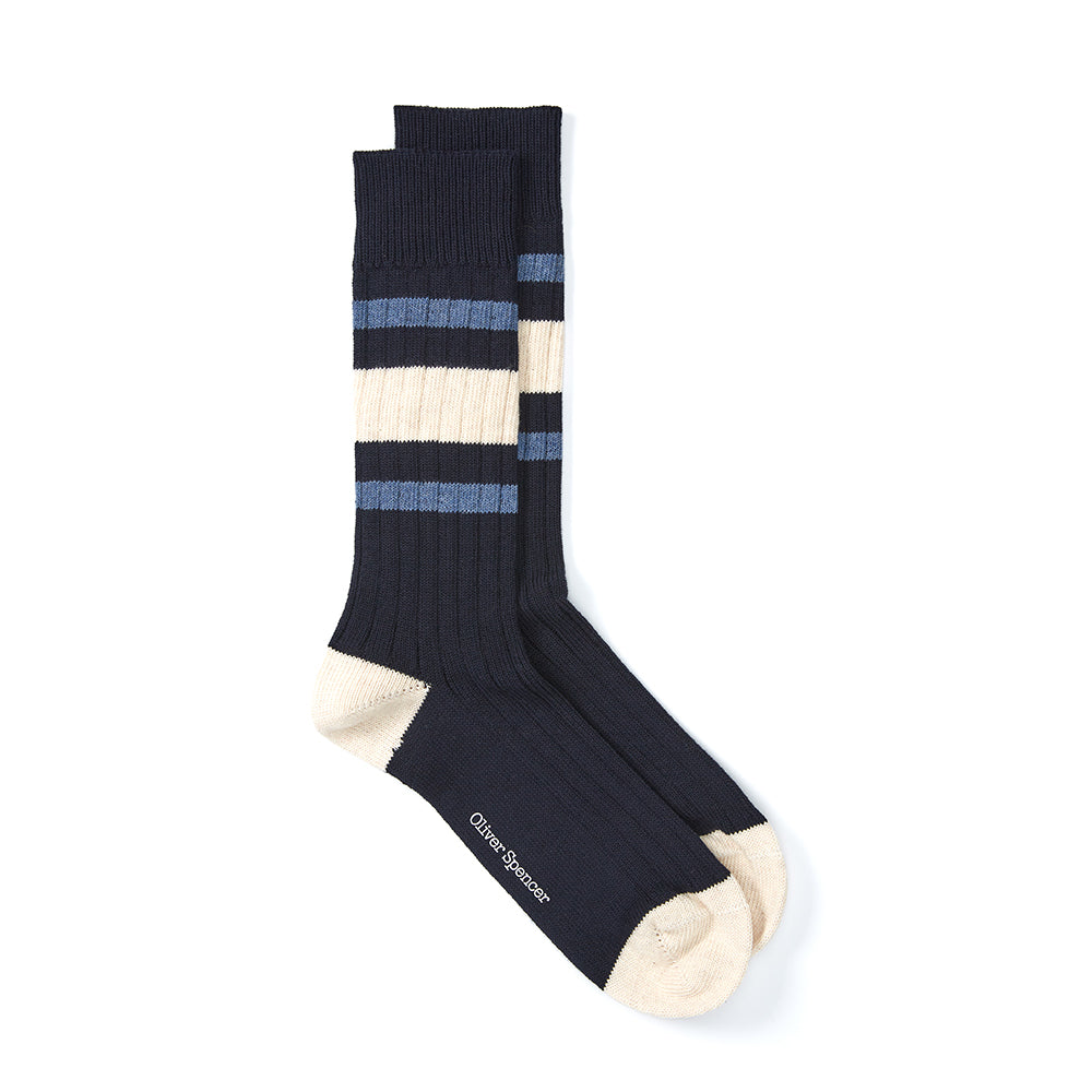  Polperro Socks Albion Navy/Cream